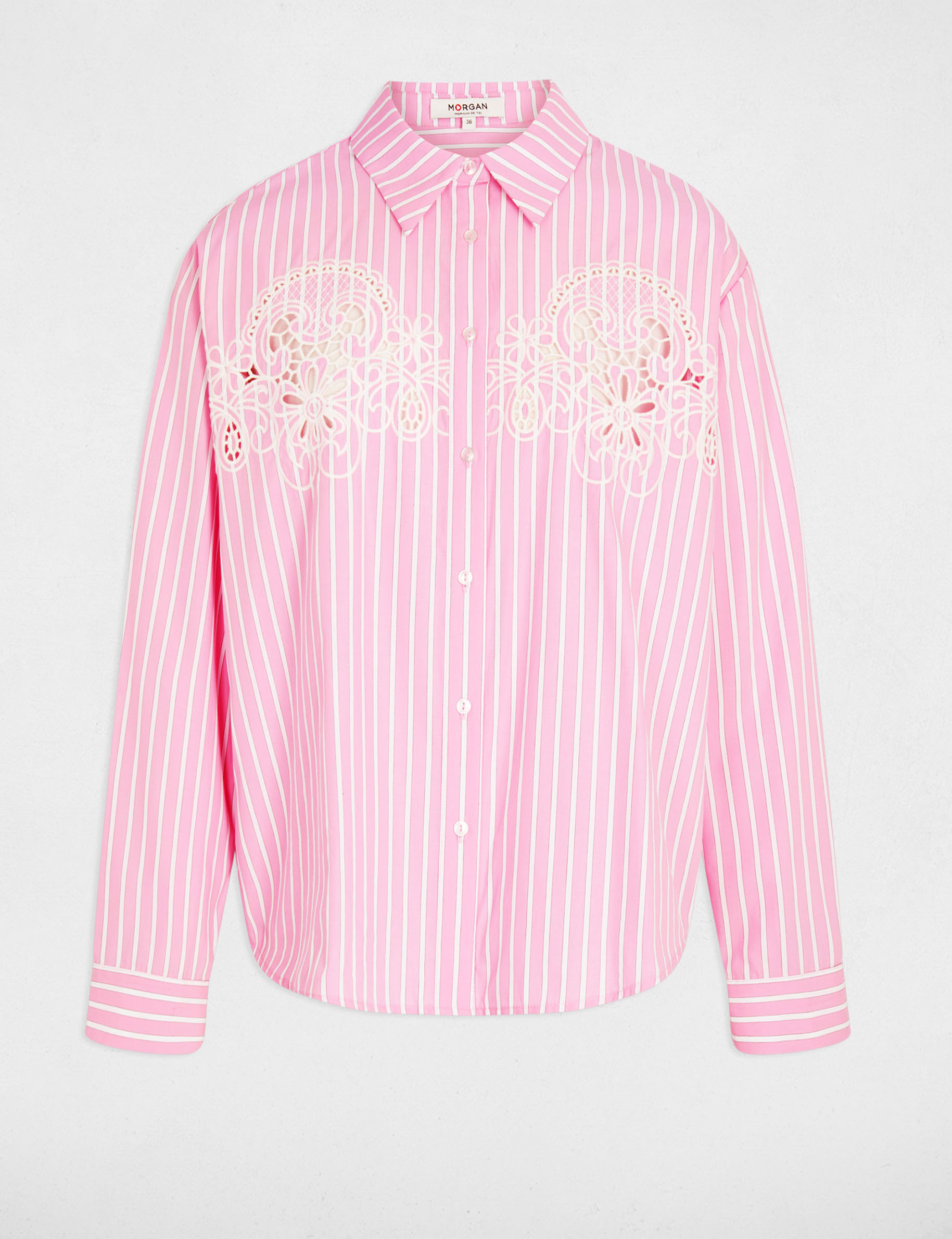 Oversized striped shirt pink women