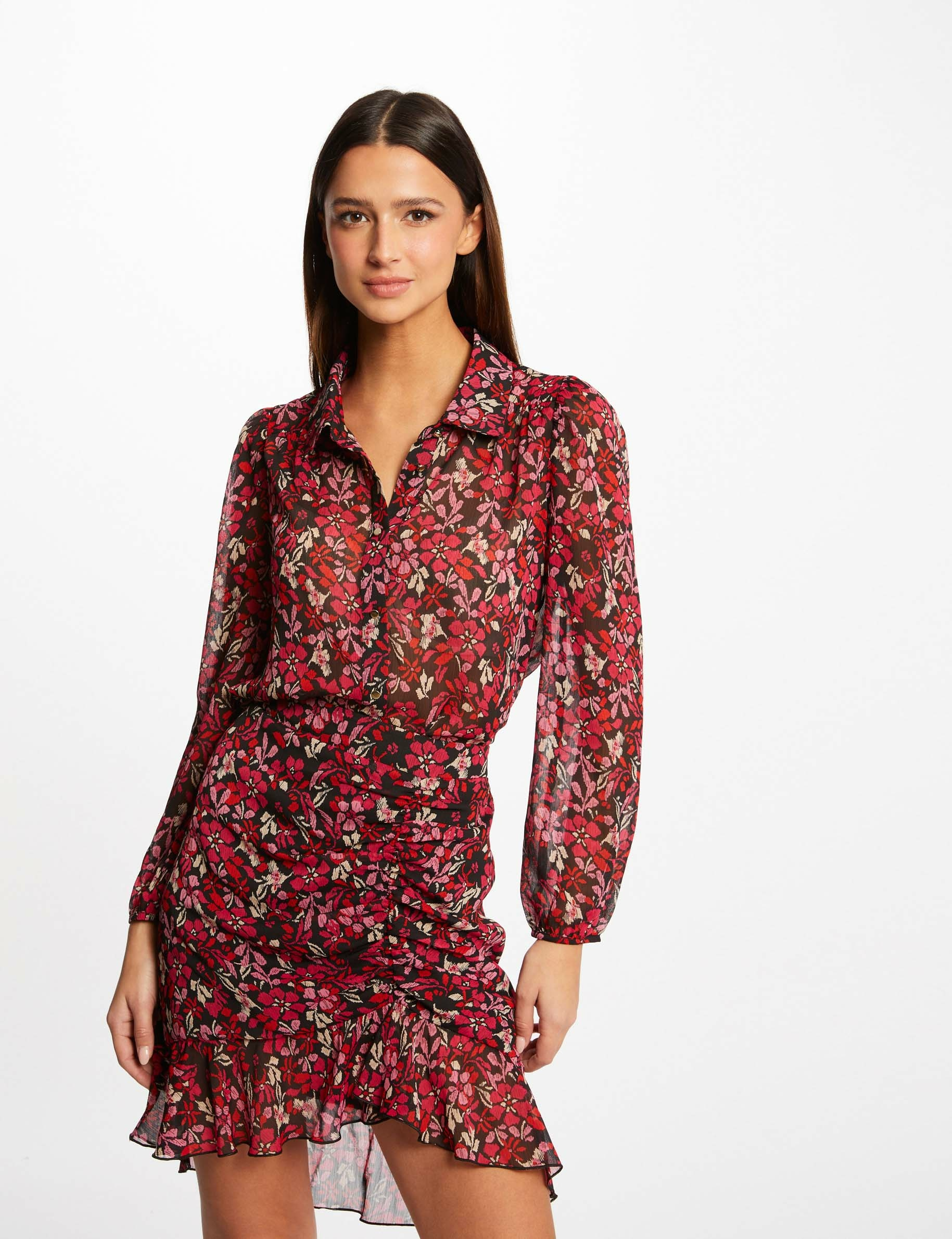 Shirred straight skirt with floral print multico ladies' Shirred straight skirt with floral print multico ladies'