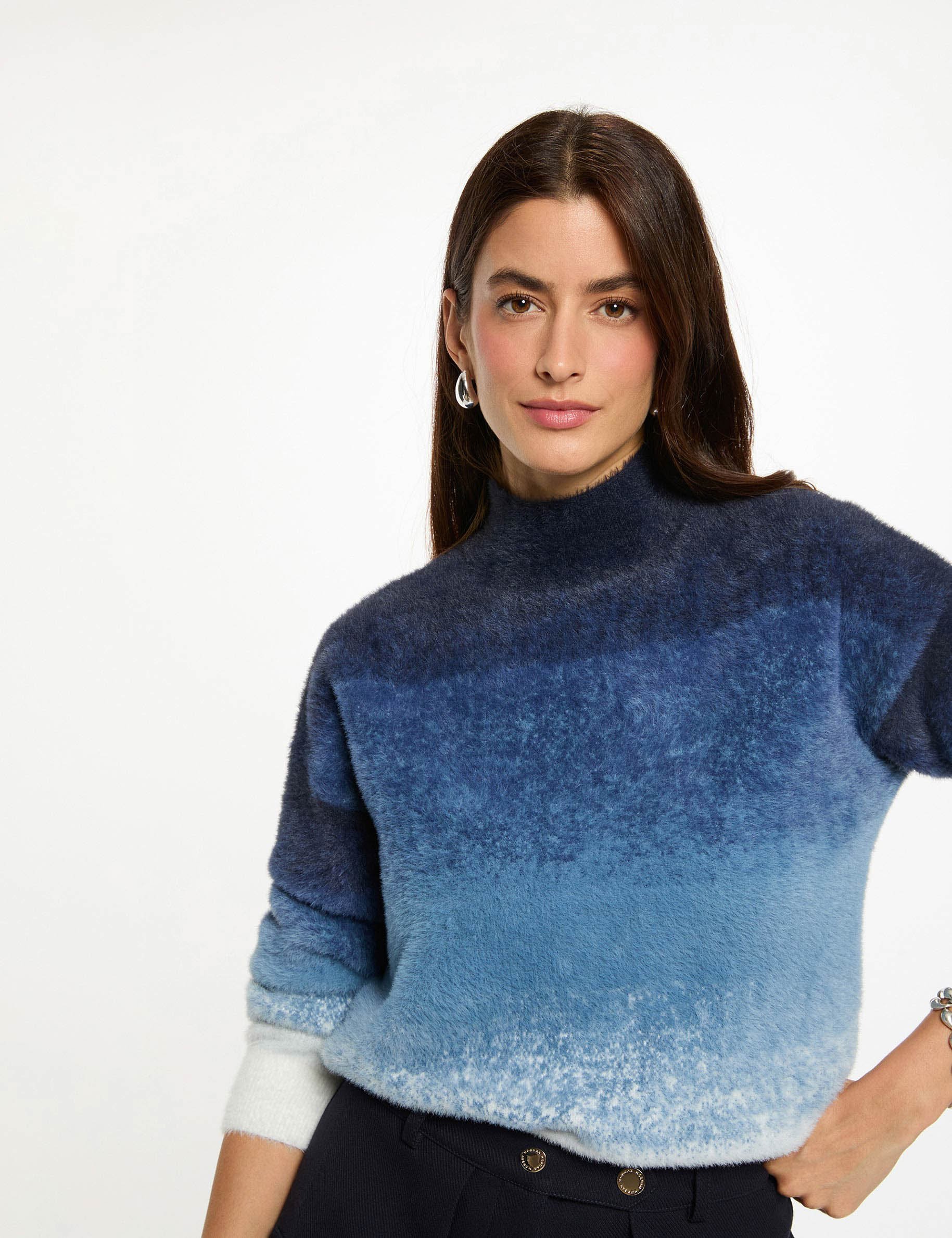Jumper high collar blue women