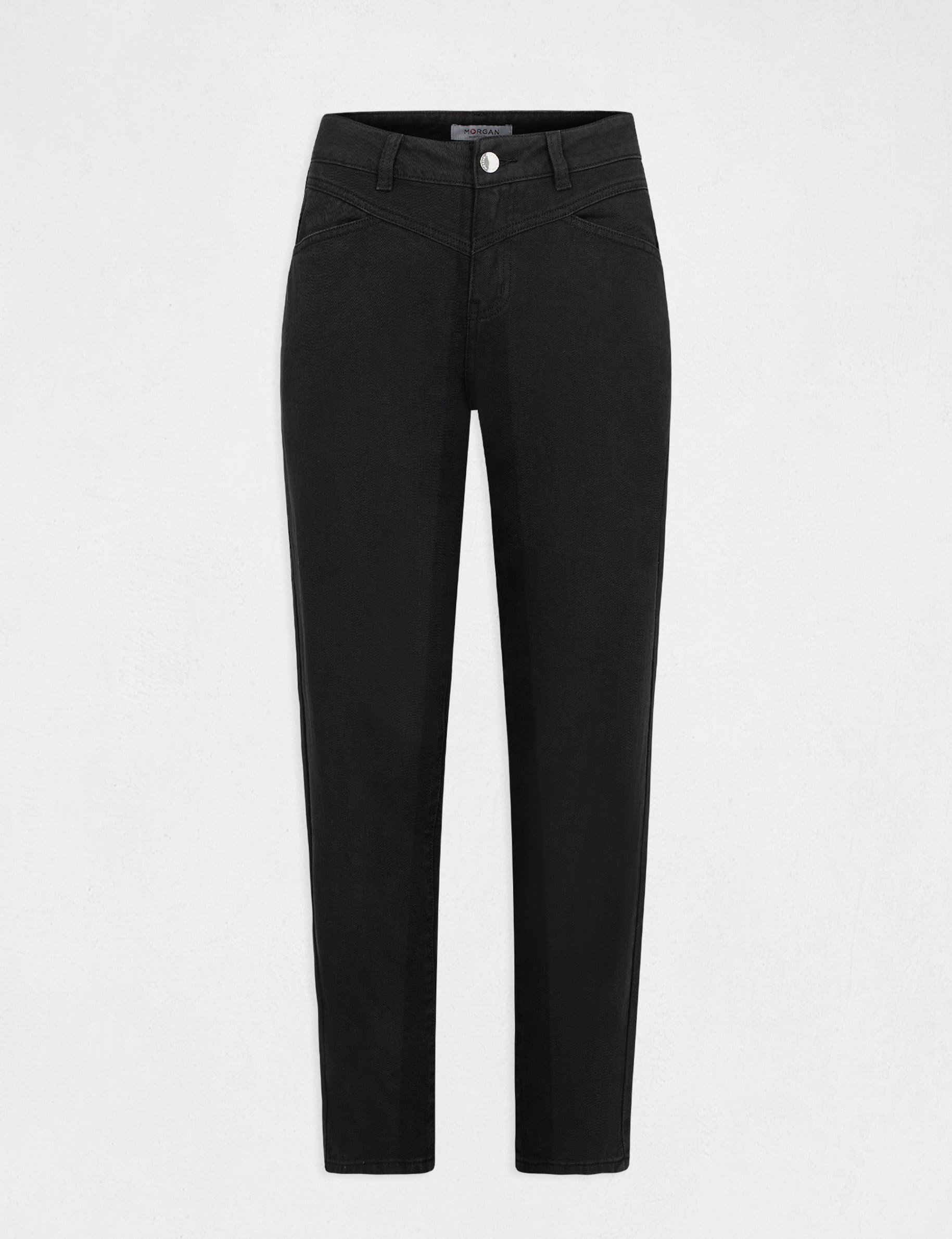 Standard waisted straight cropped jeans black ladies'