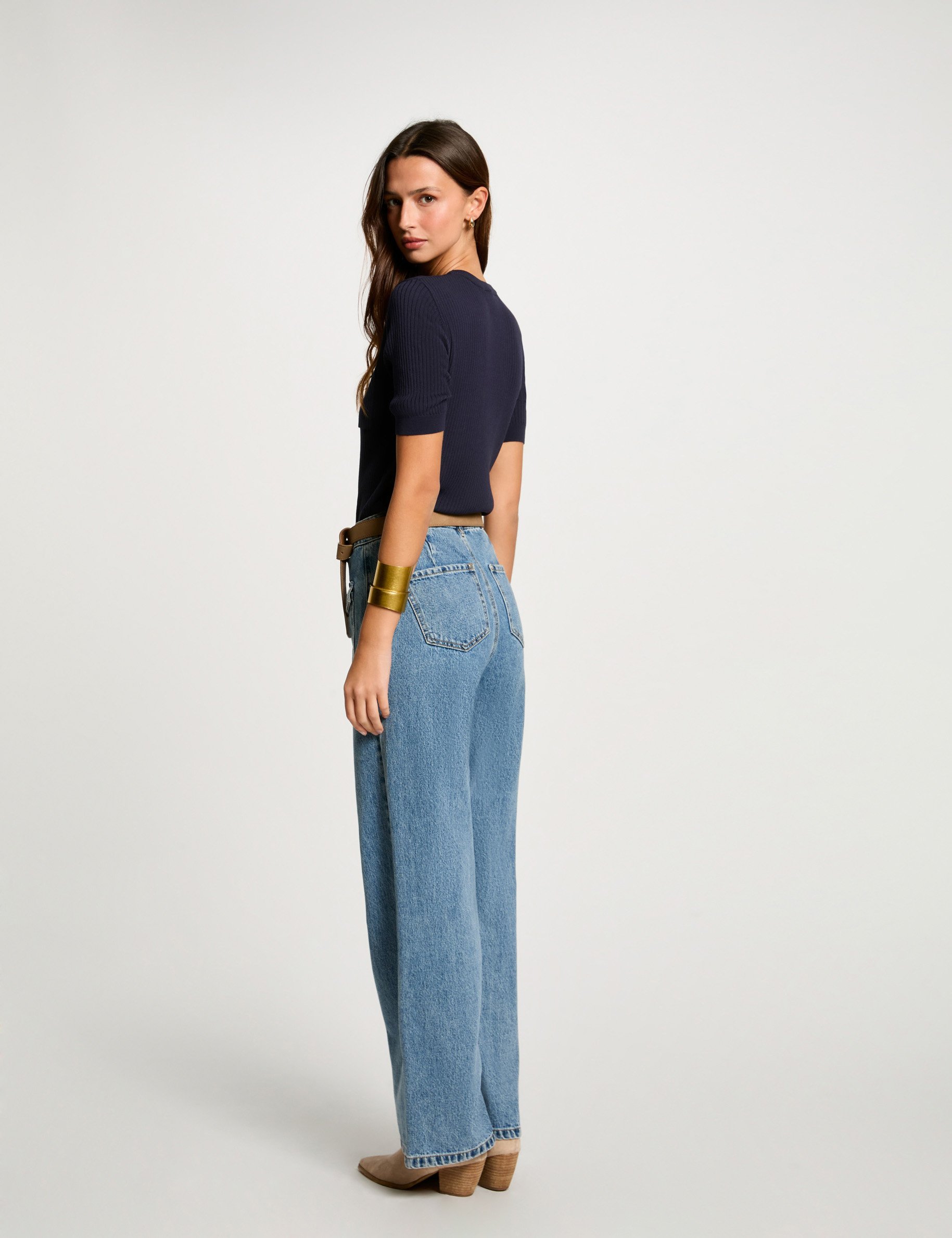 pull manches courtes col rond bleu marine femme Pull manches courtes col rond bleu marine femme