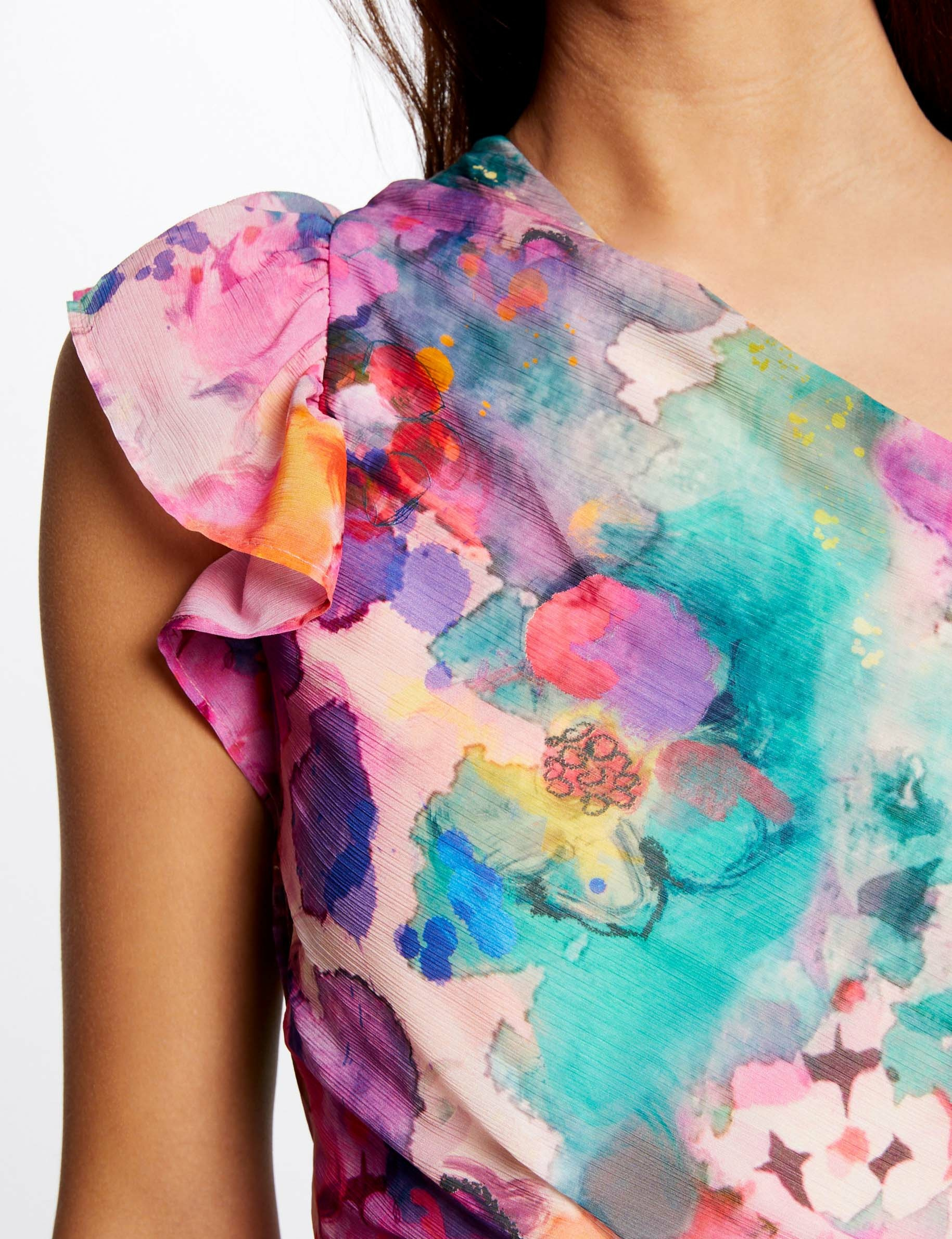 Printed draped asymetrical fitted dress multico ladies' Printed draped asymetrical fitted dress multico ladies'