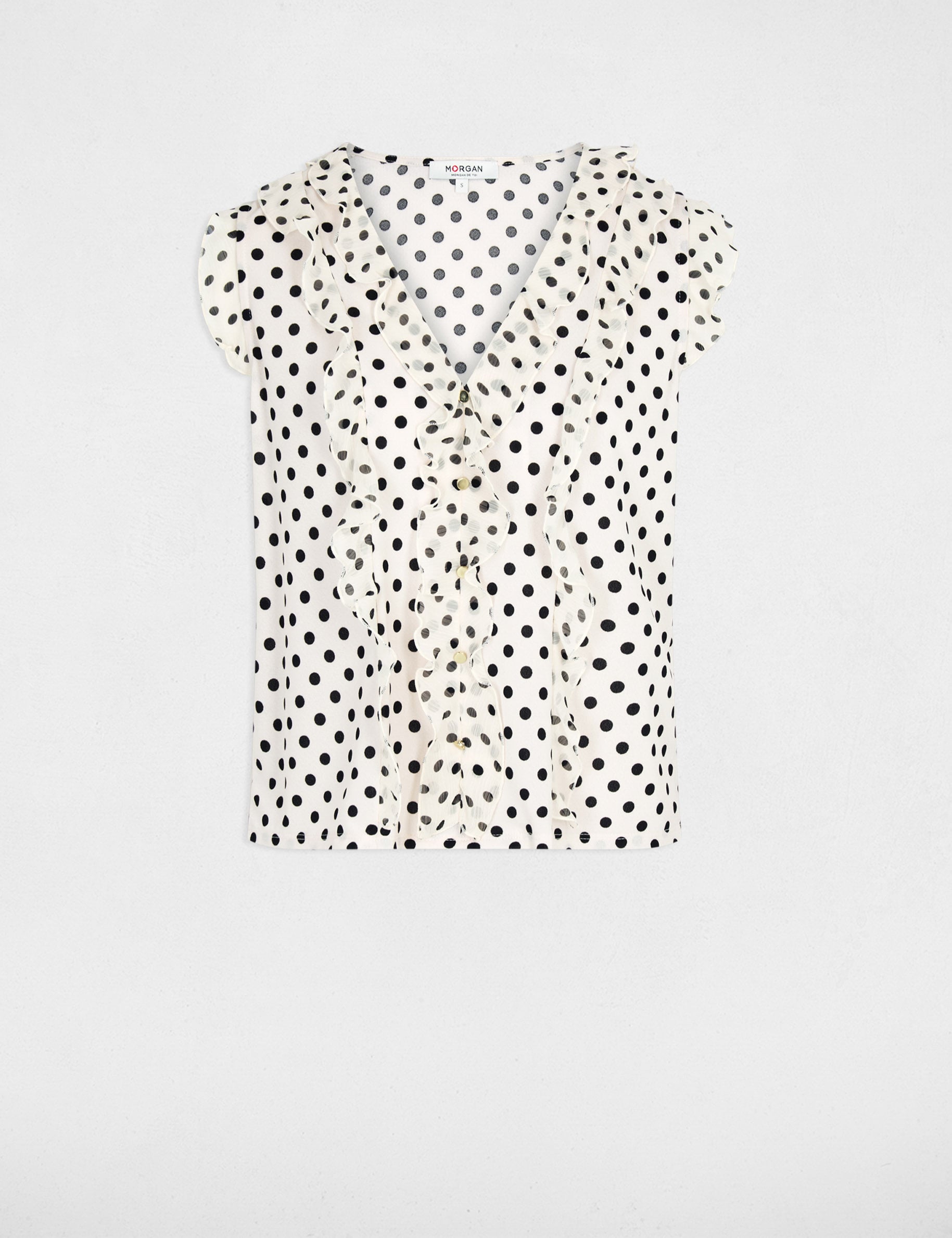 V-neck short-sleeve shirt ivory women