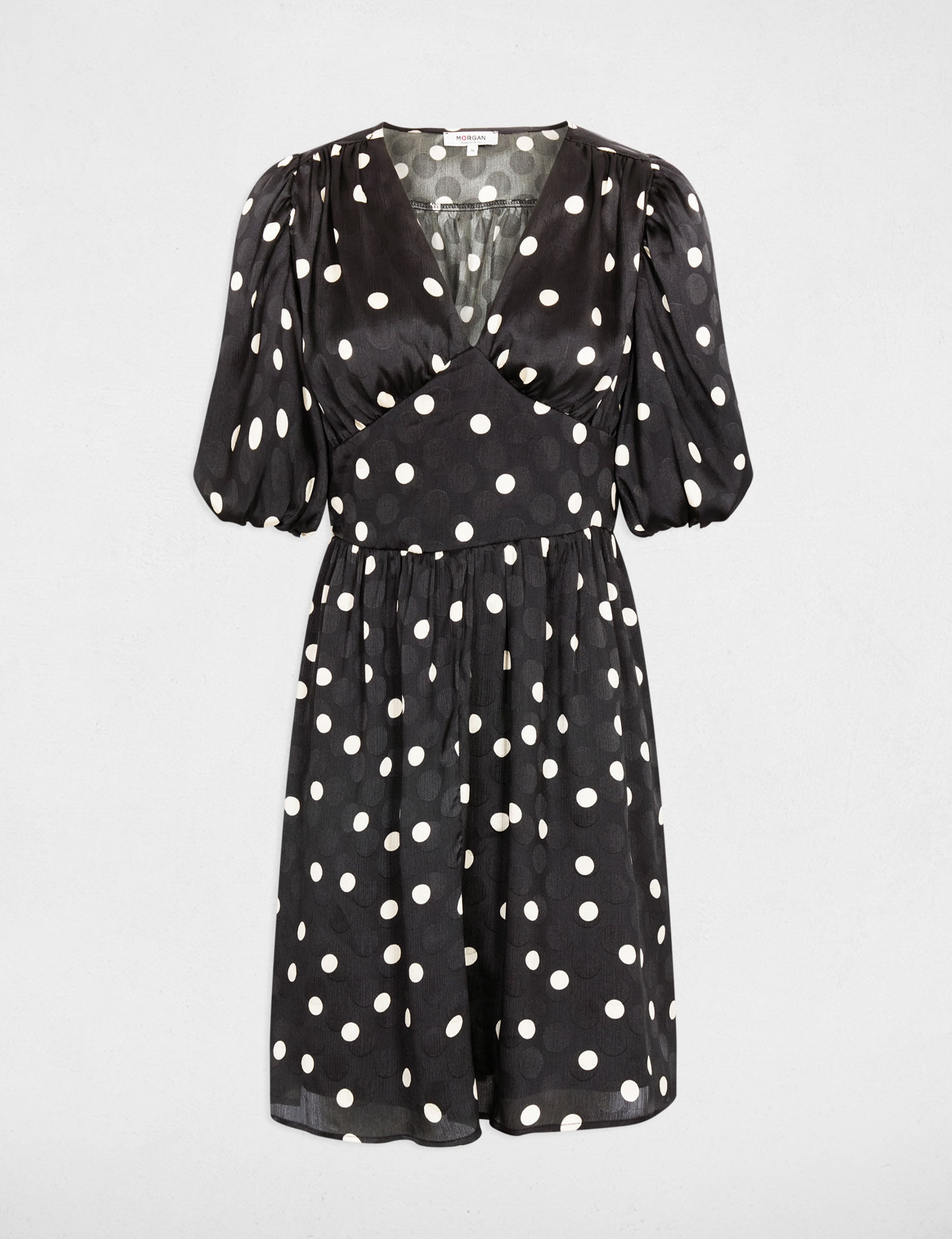 Short dress with puff sleeves black women