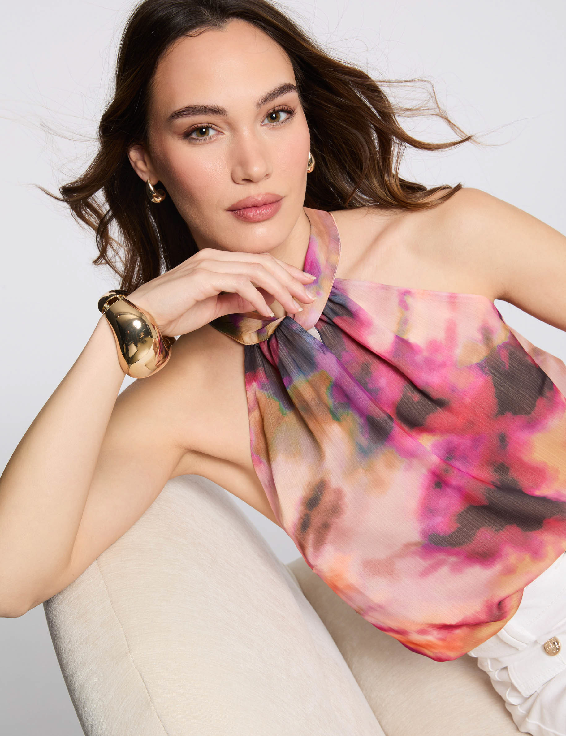 sleeveless printed blouse multicolor women Sleeveless printed blouse multicolor women
