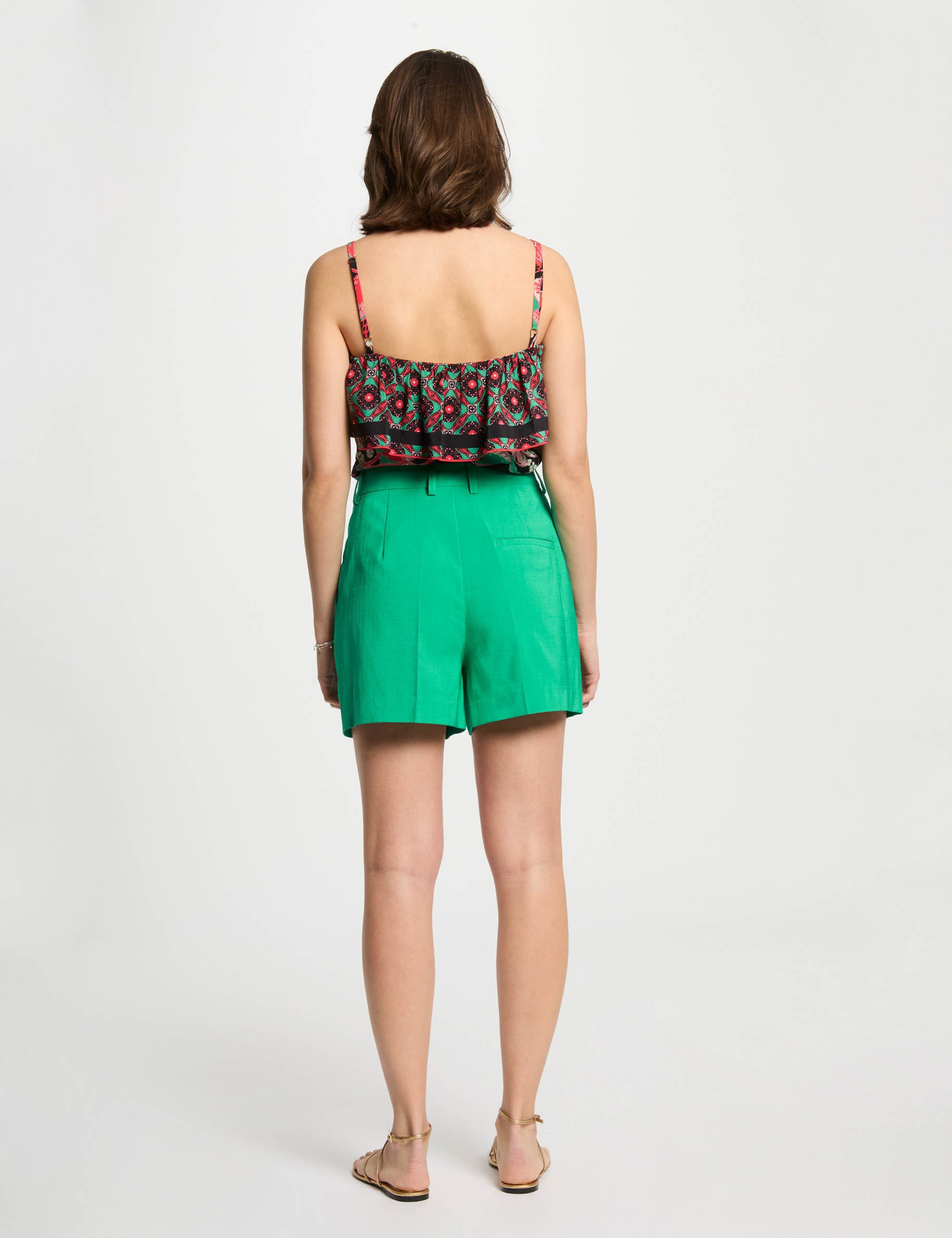 loose shorts with buttons emerald green women Loose shorts with buttons emerald green women