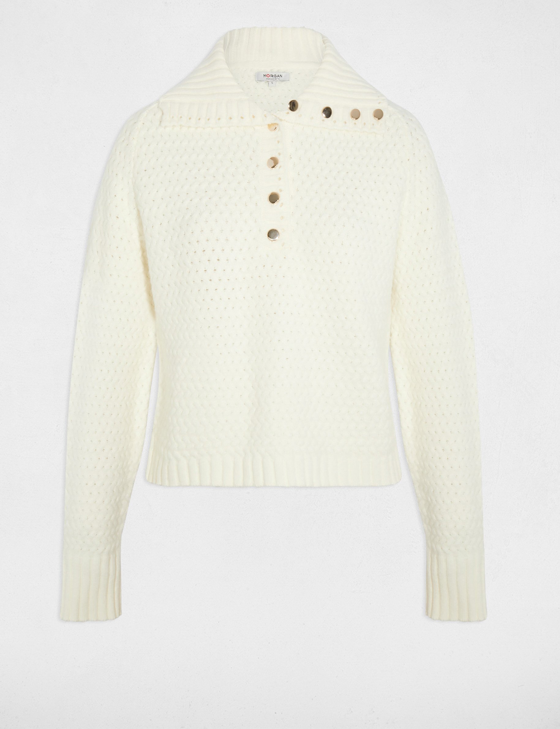 pull col a revers blanc femme white women