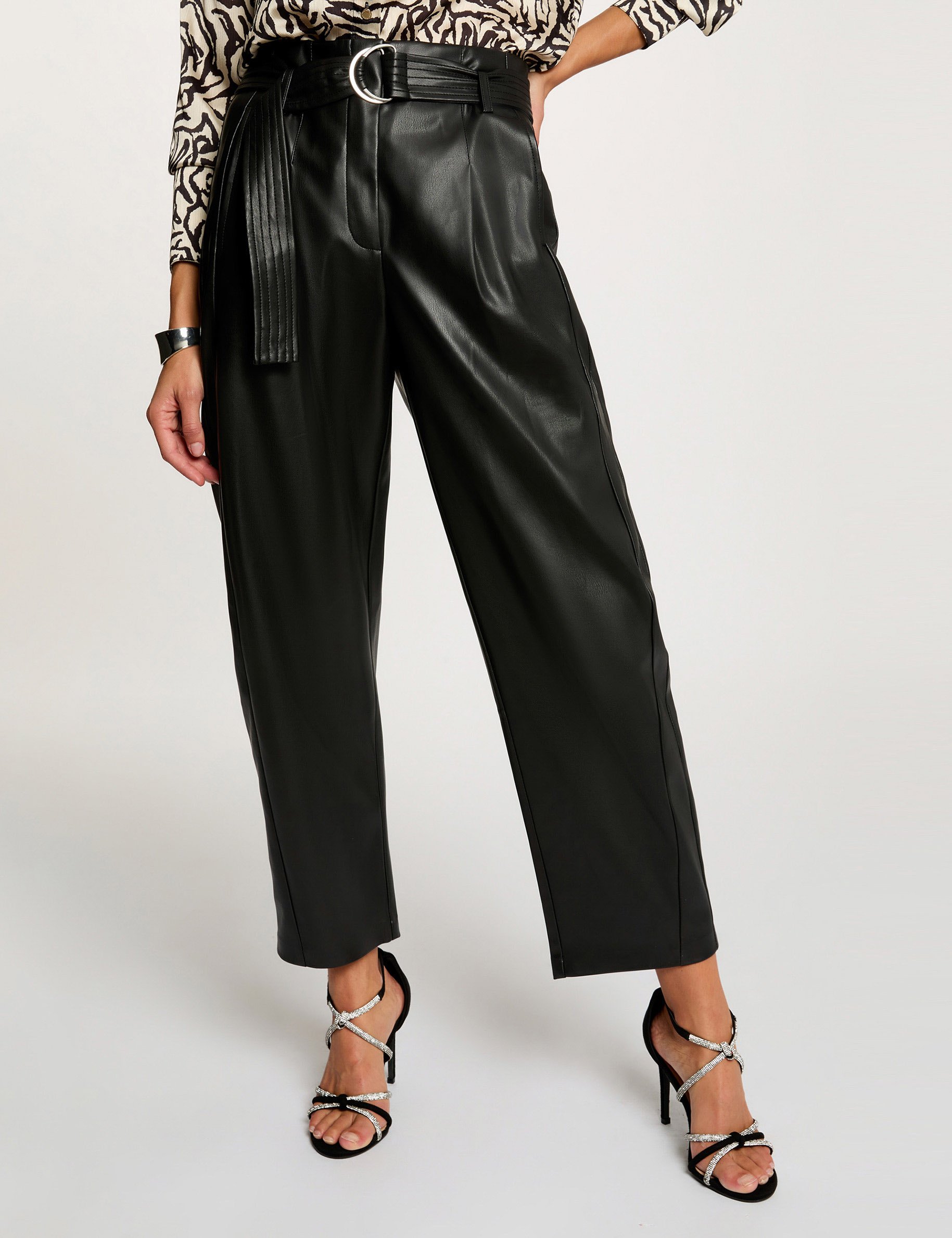 pantalon large taille haute noir femme black women