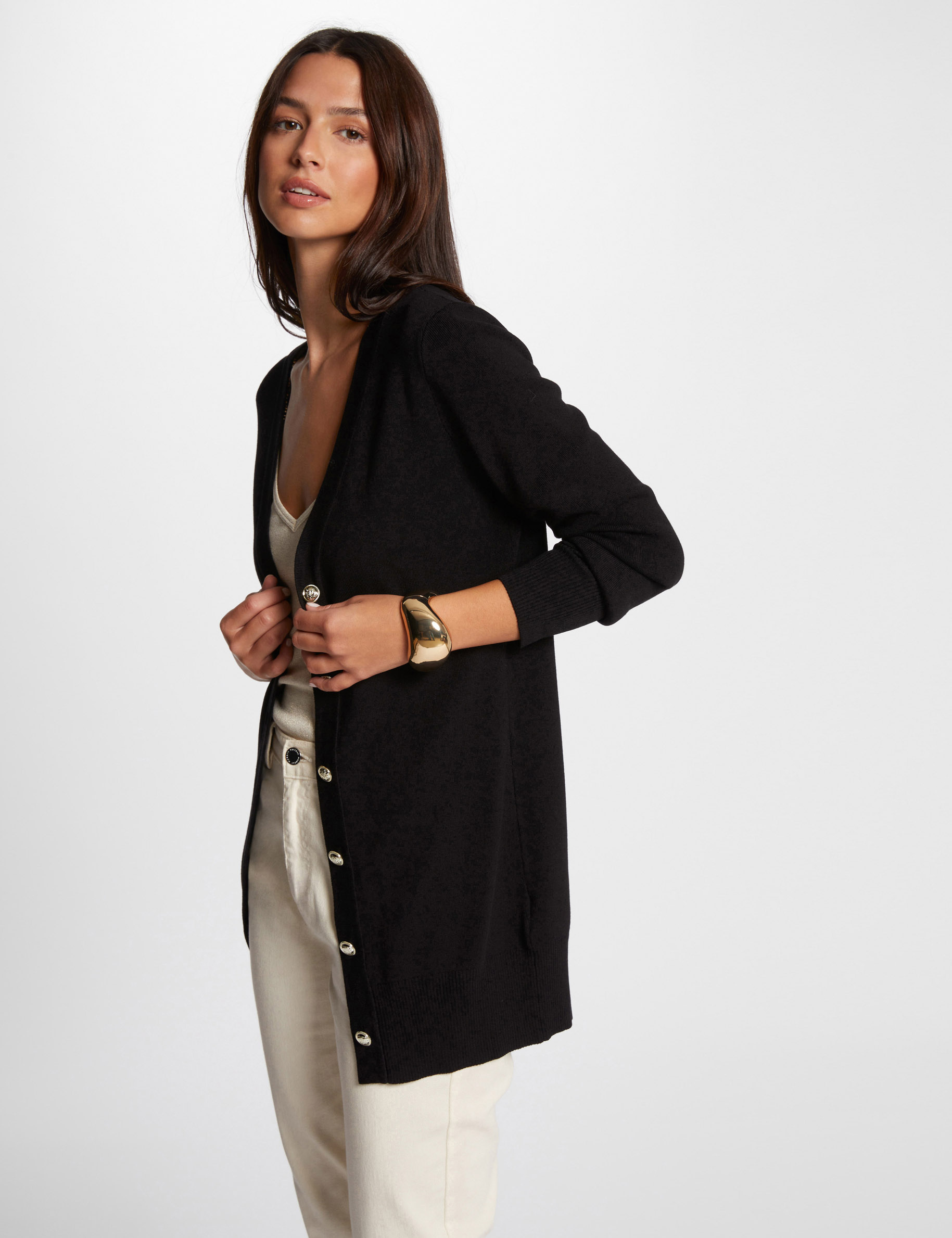 Long sleeve long black cardigan shop