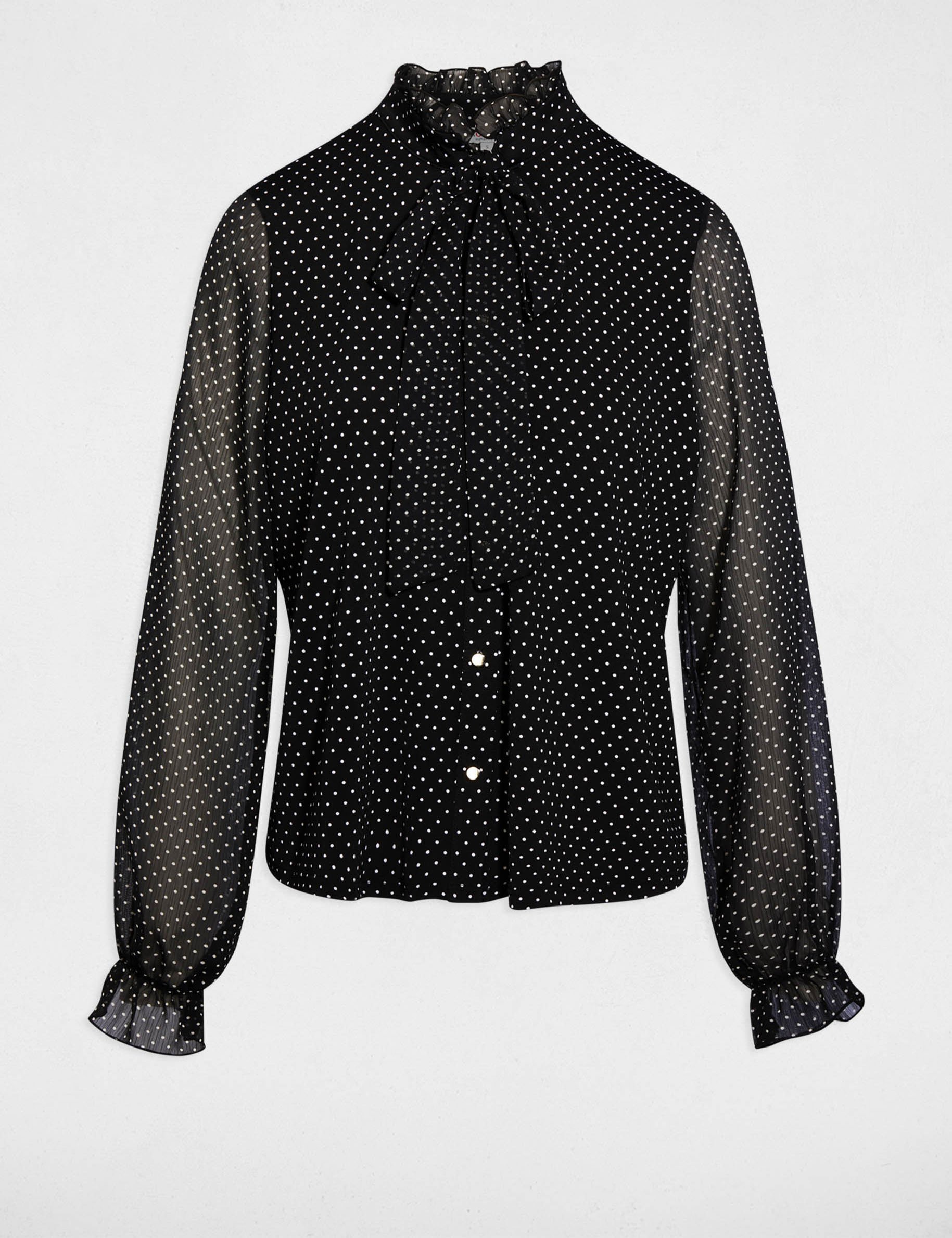 T-shirt with tie neck black women