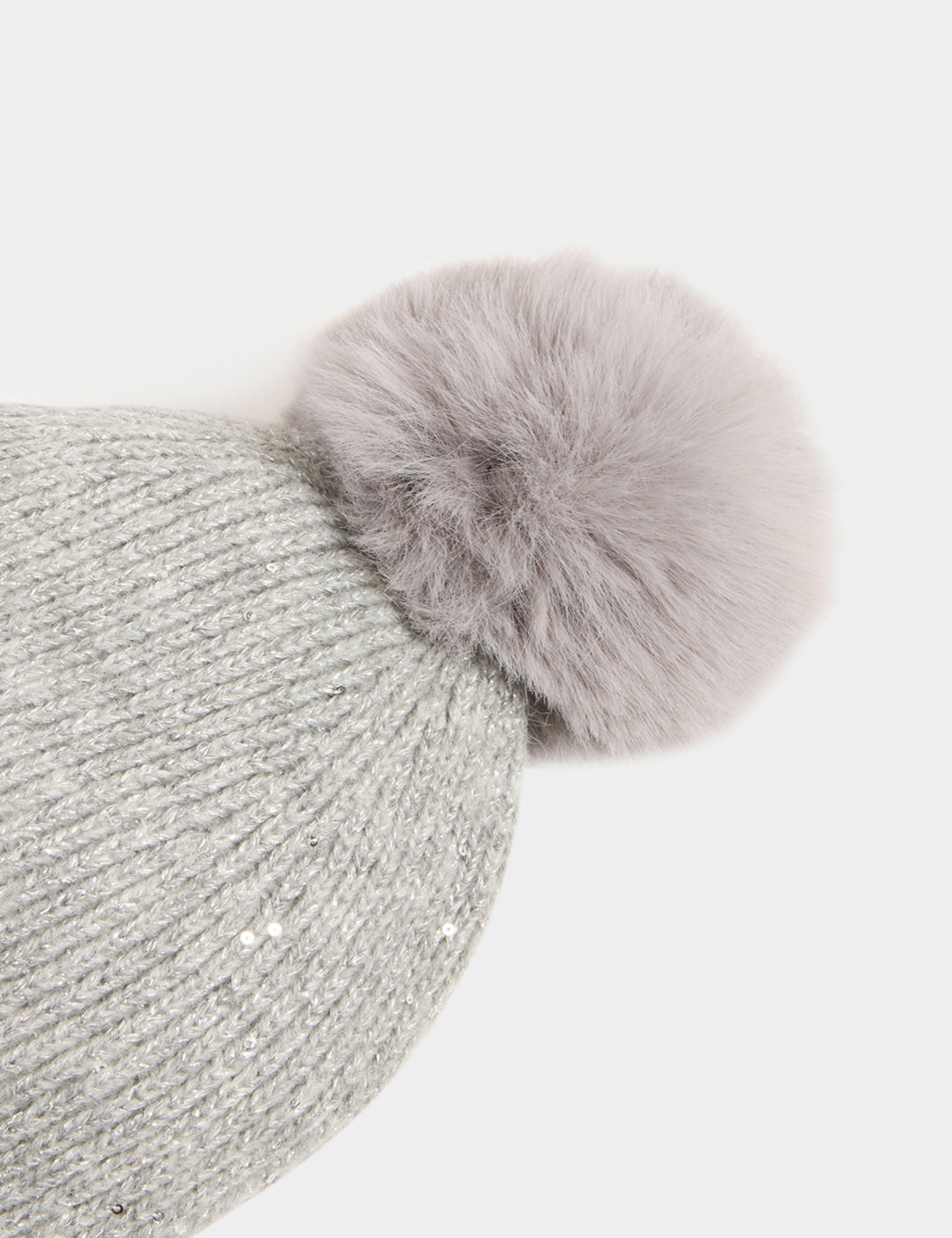 beanie pom pom and sequins mid grey women Beanie pom-pom and sequins mid-grey women