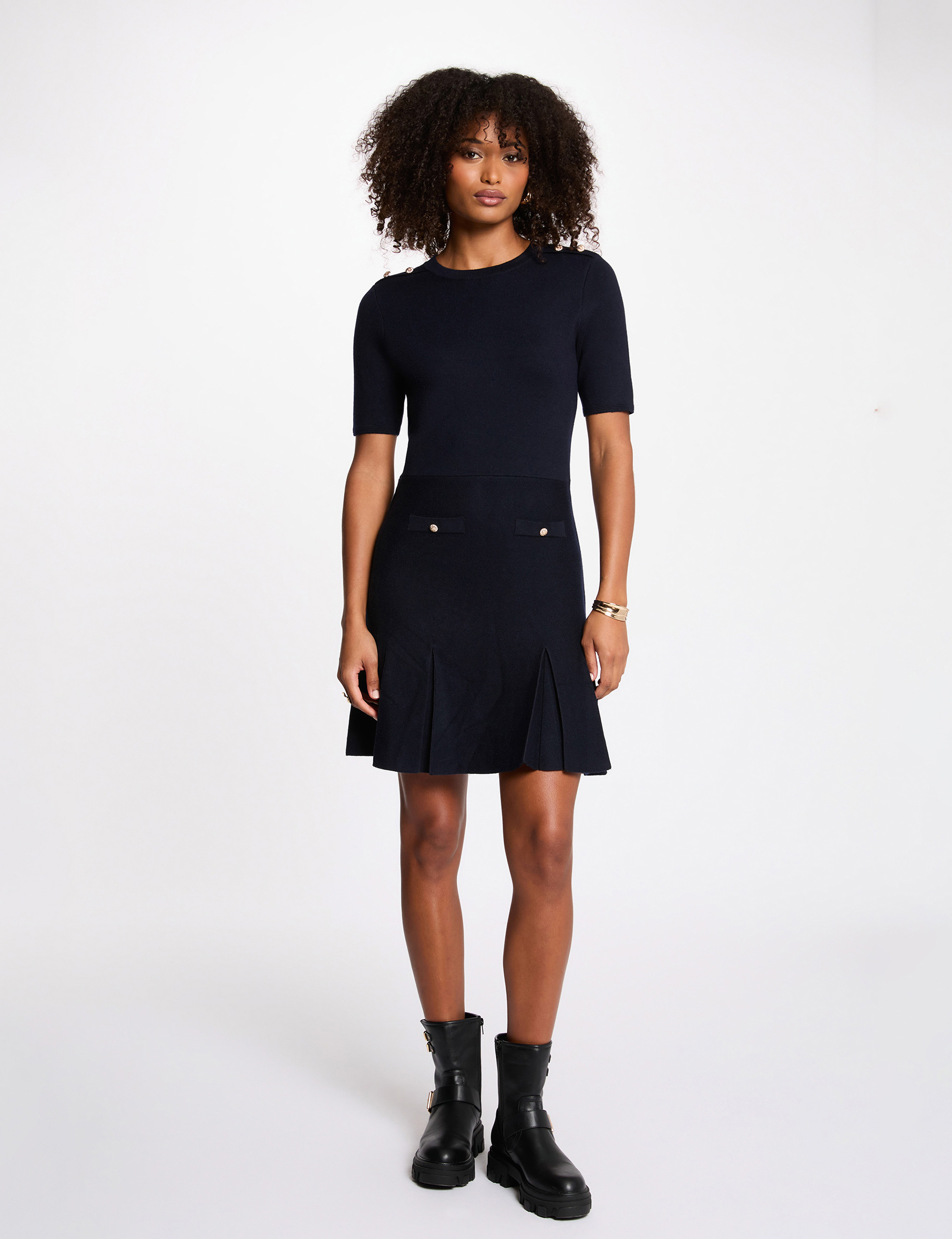short trapeze dress navy blue women Short trapeze dress navy blue women