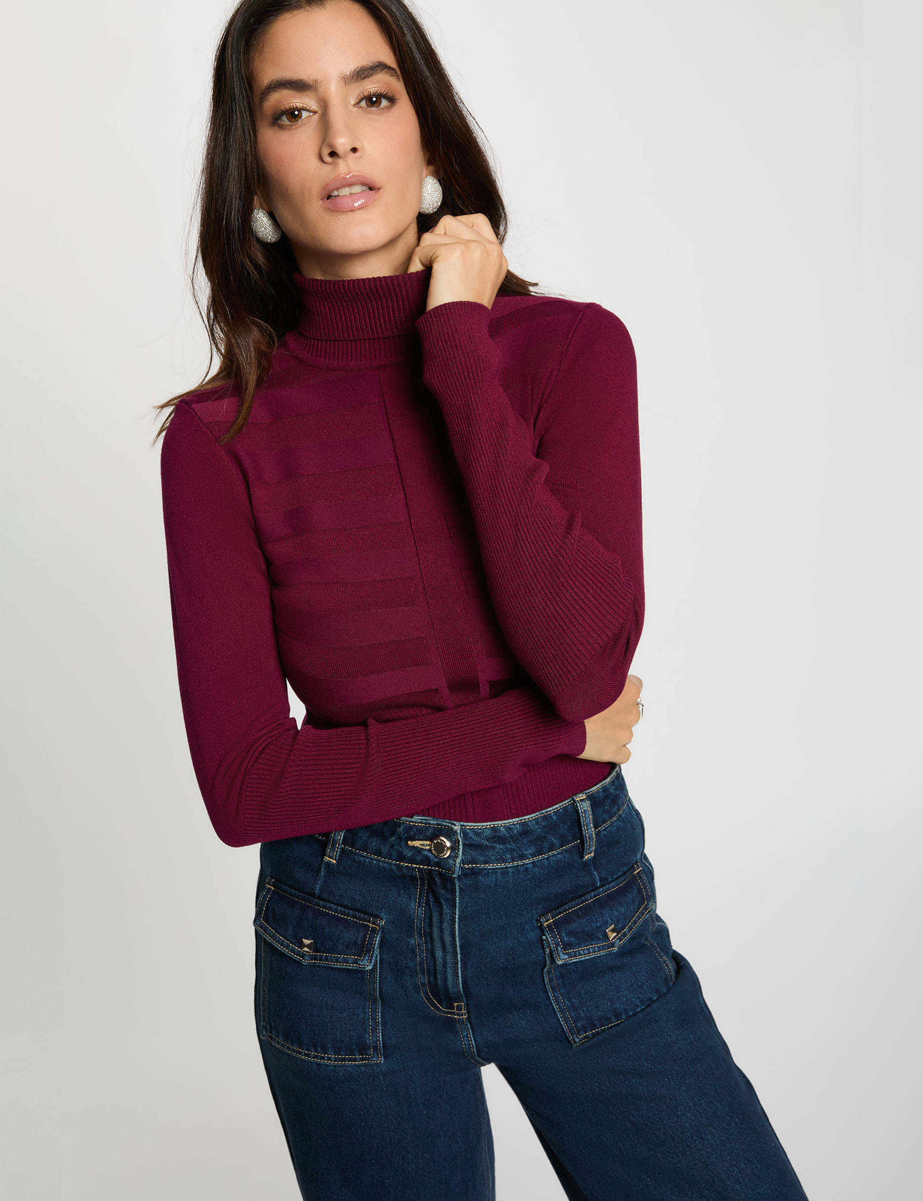 fitted high neck sweater plum women Fitted high neck sweater plum women
