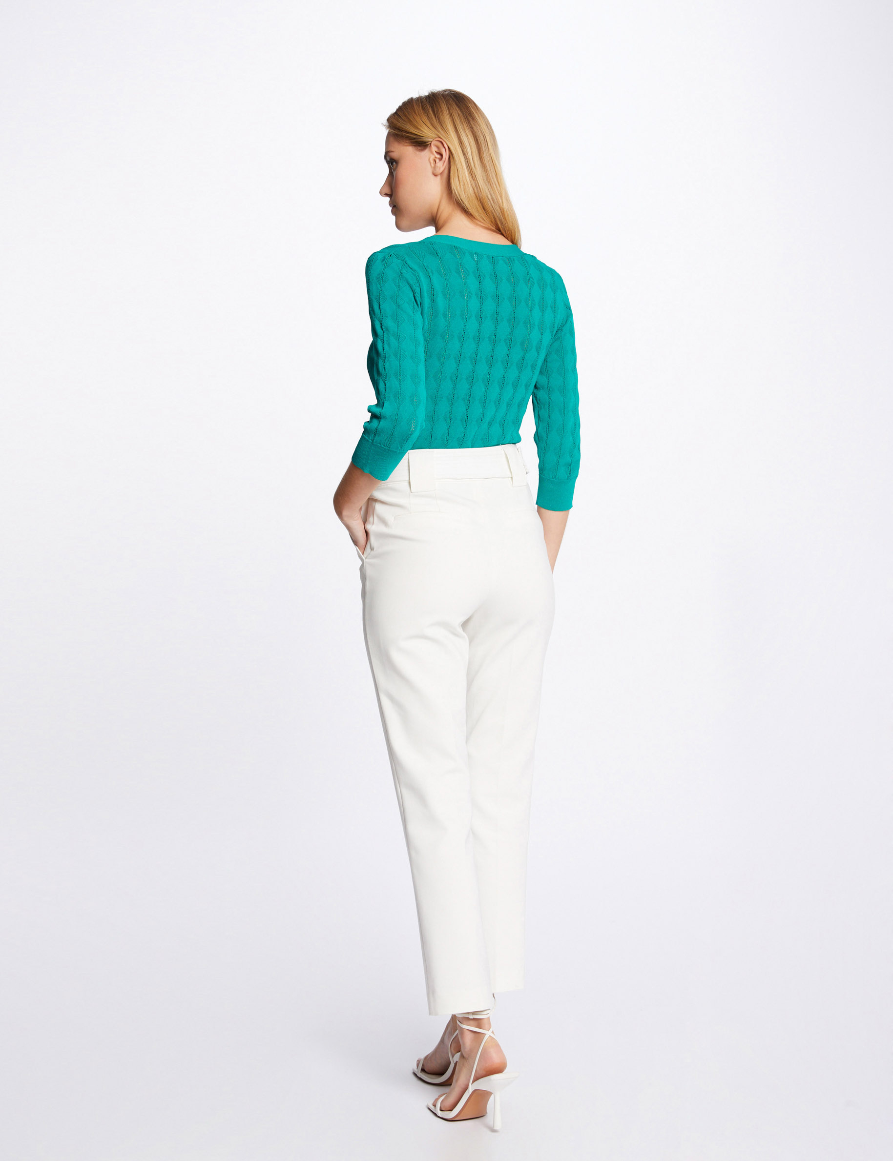 Buttoned 3/4-length sleeved cardigan mid-green ladies' Buttoned 3/4-length sleeved cardigan mid-green ladies'
