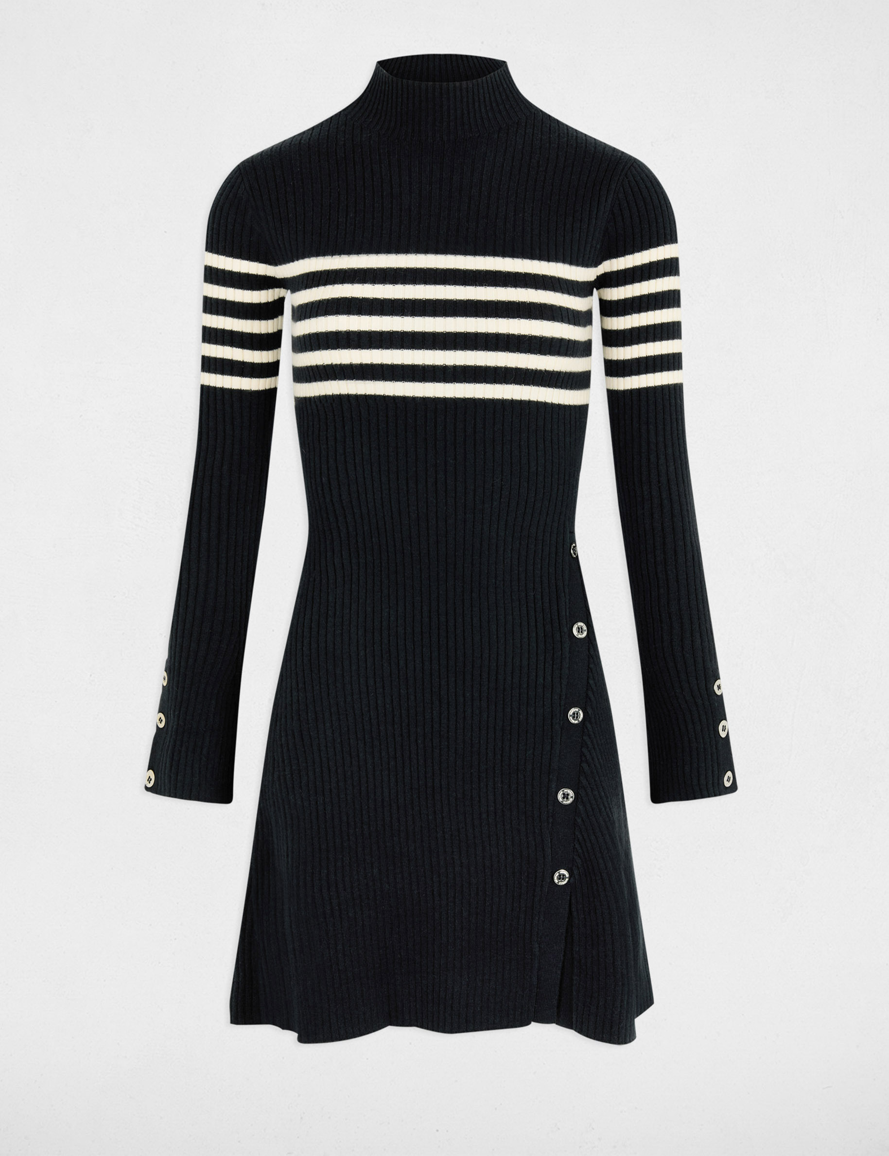 A-line mini knitted dress navy blue women