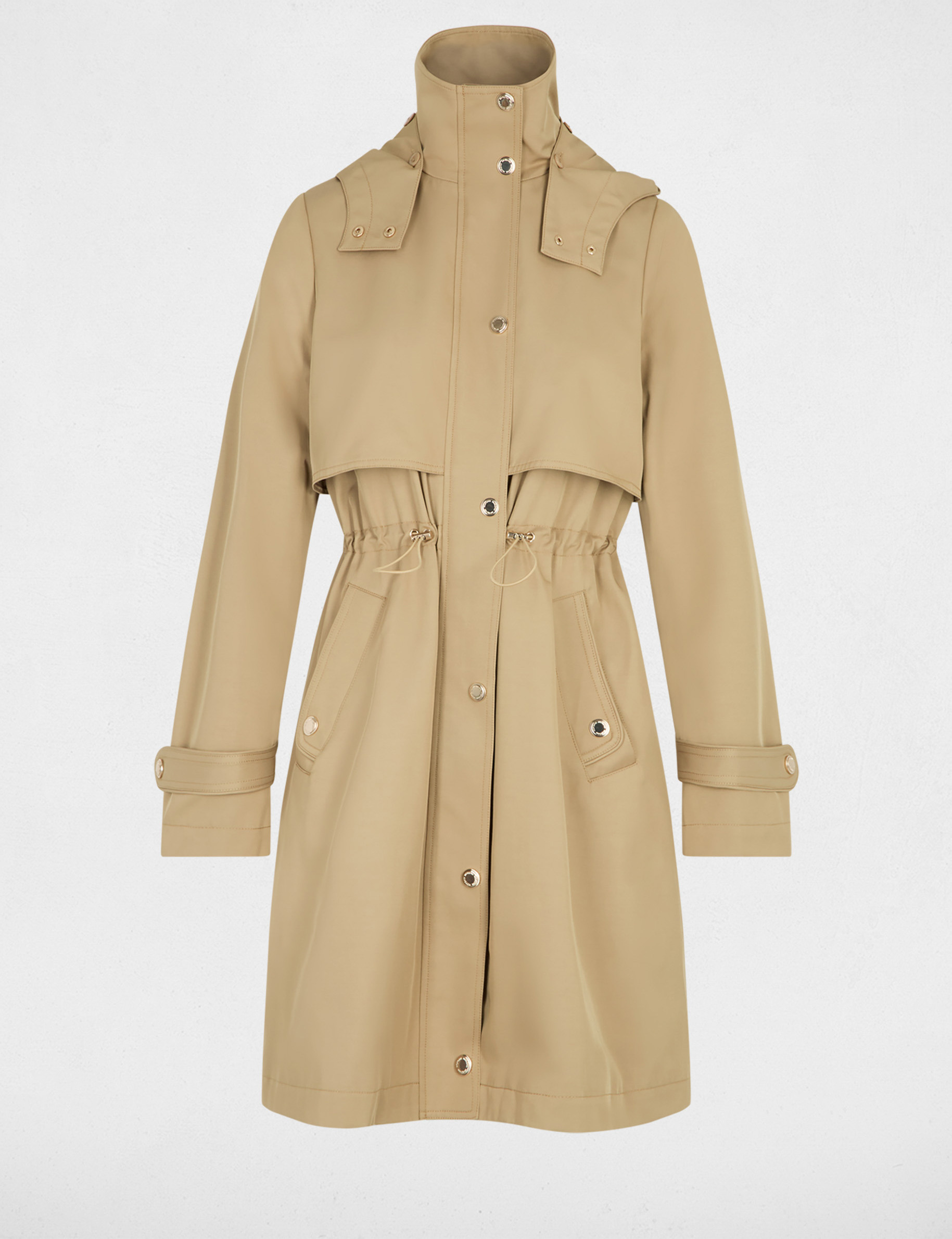 Long parka with high neck beige women