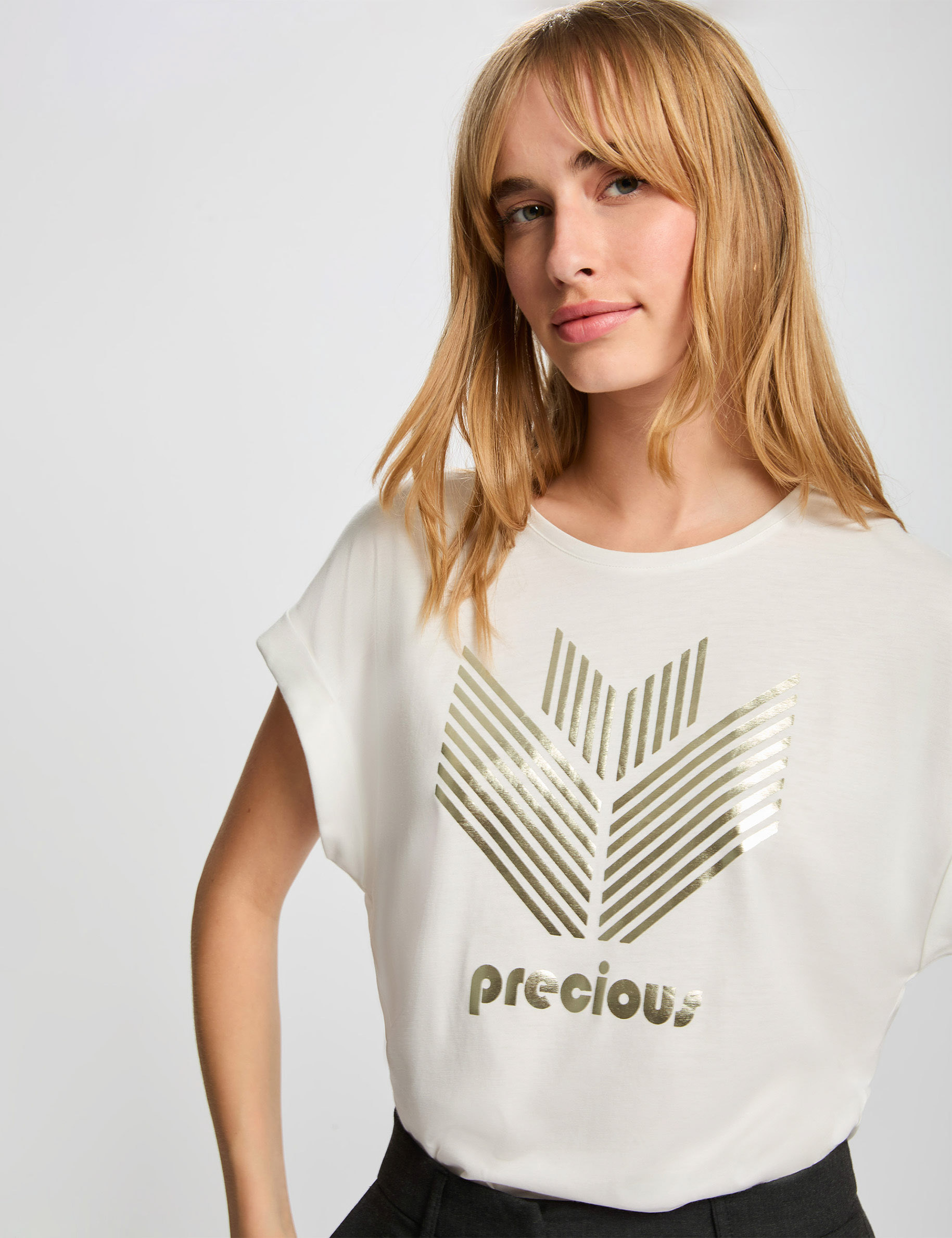 Straight t-shirt with lettering white women