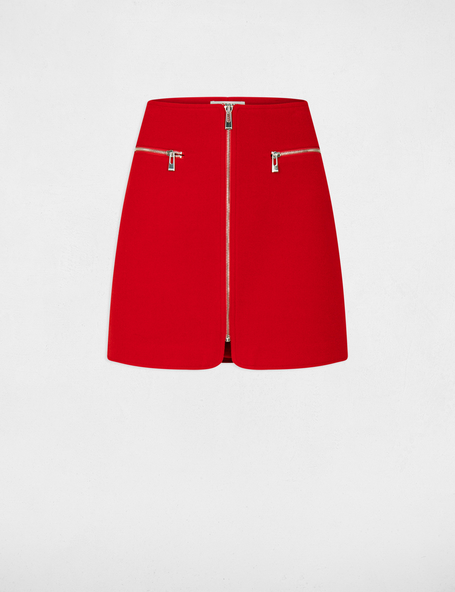 jupe droite zippee rouge femme Jupe droite zippée rouge femme