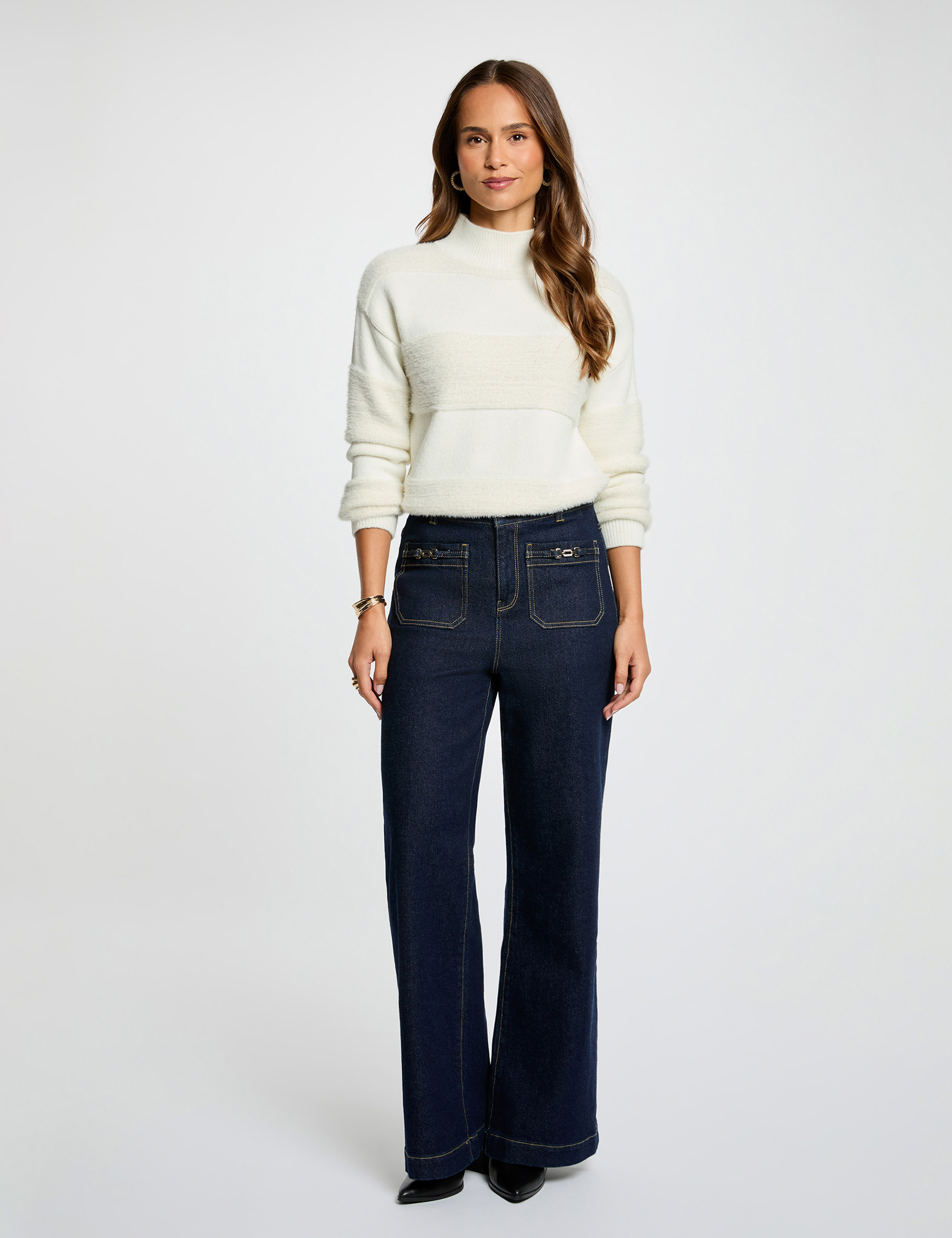 High neck sweater ivory women