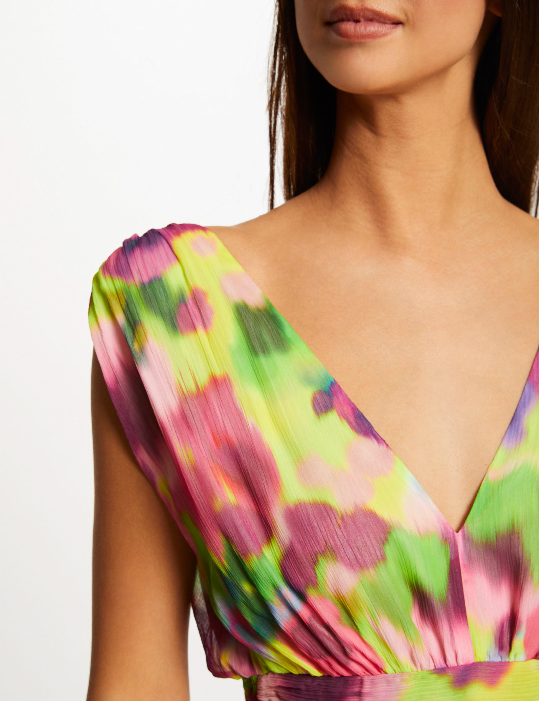 maxi waisted dress abstract print multicolored women Maxi waisted dress abstract print multicolored women