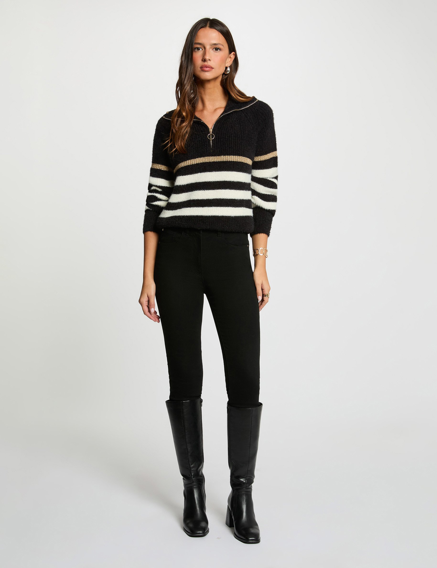 Sweater with half-zip neckline black women