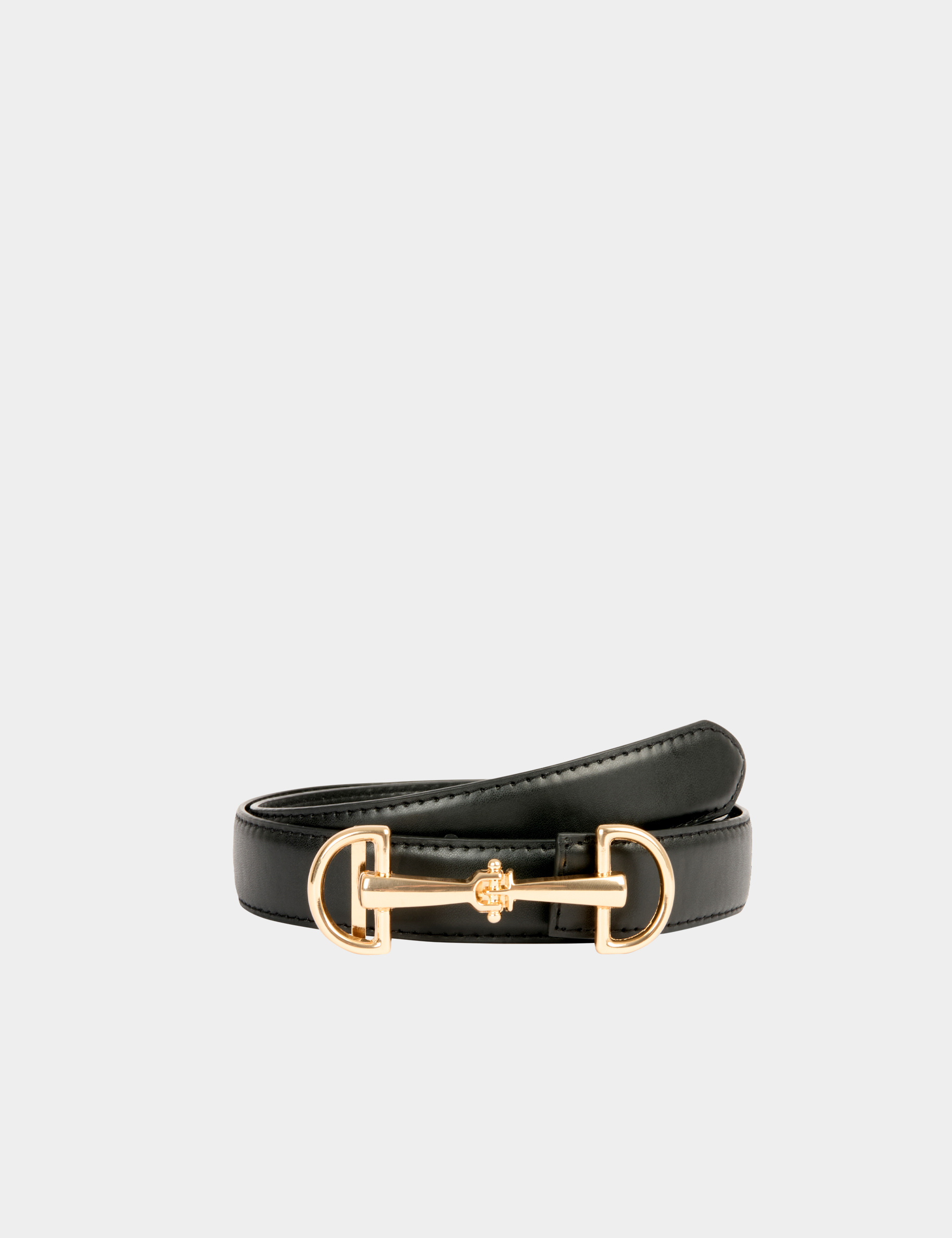 Slim faux leather belt black women
