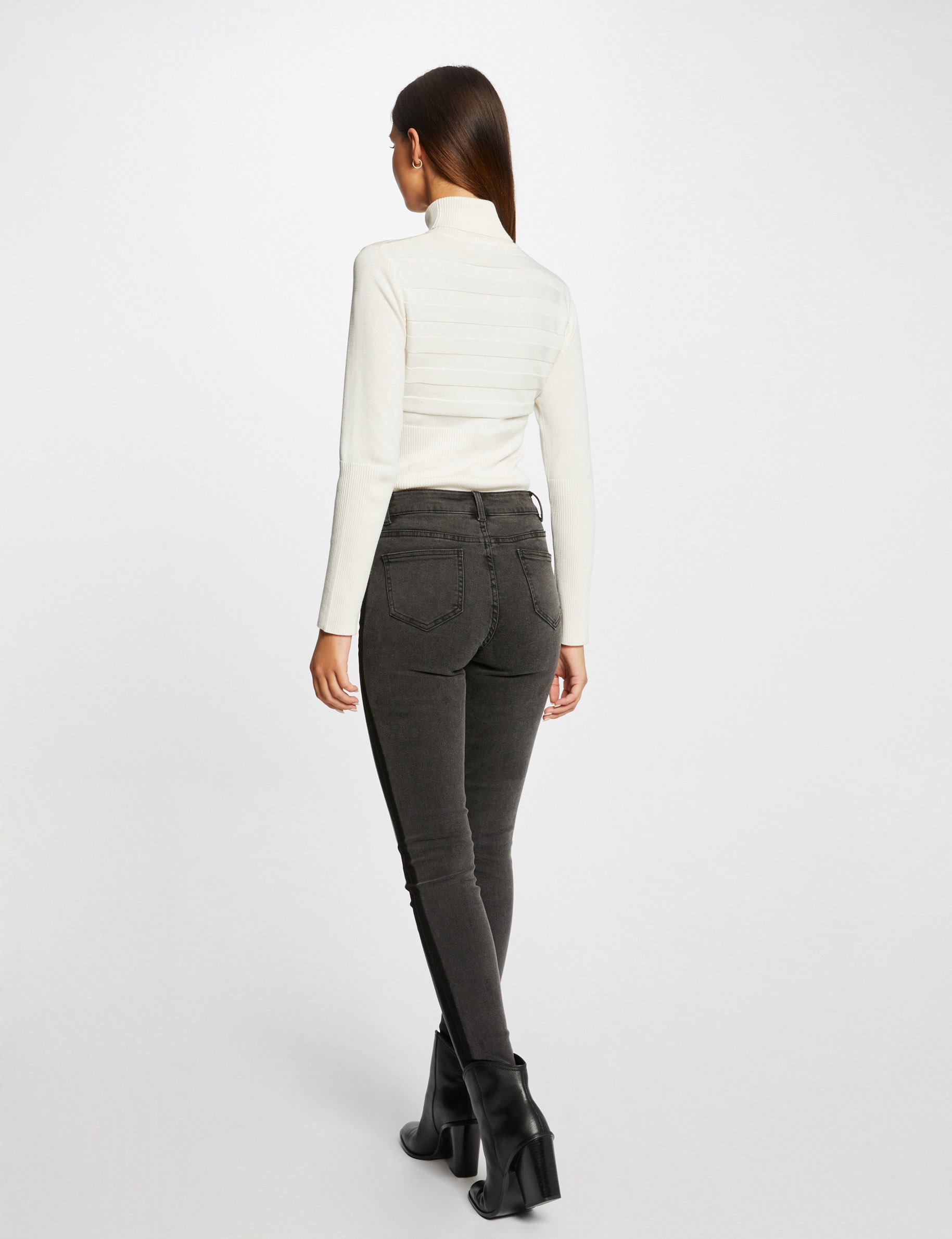 Skinny jeans with side strips mid-grey ladies'