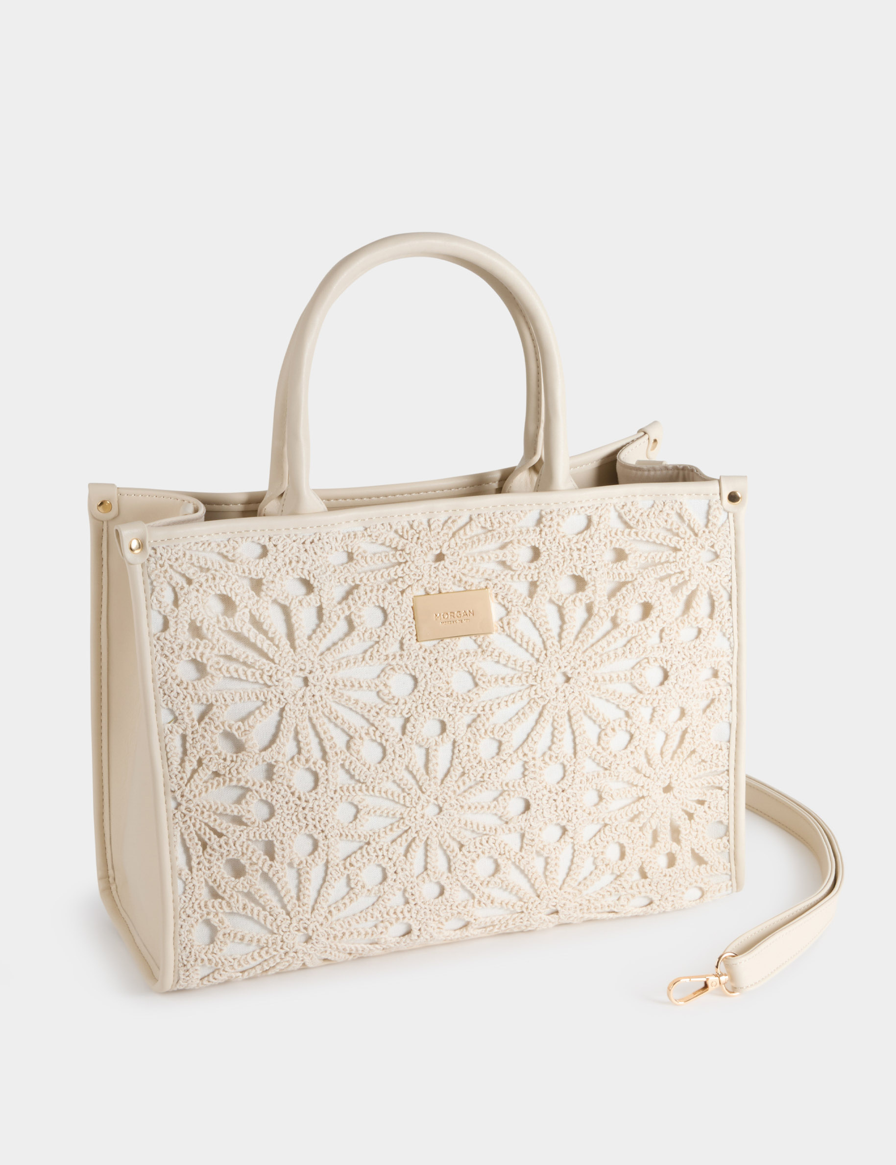 Embroidered tote bag ivory women