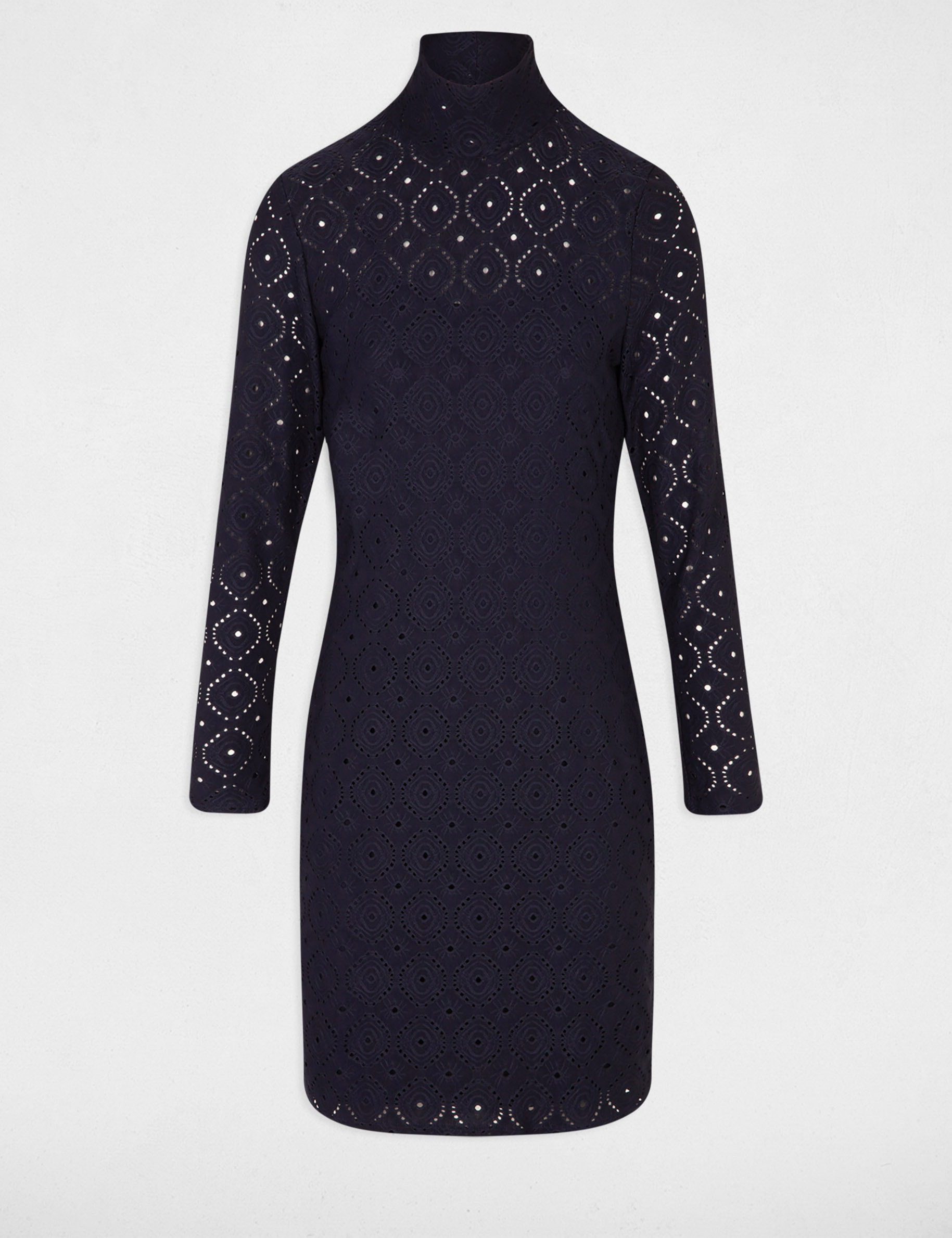 Fitted mini embroidered dress navy ladies'