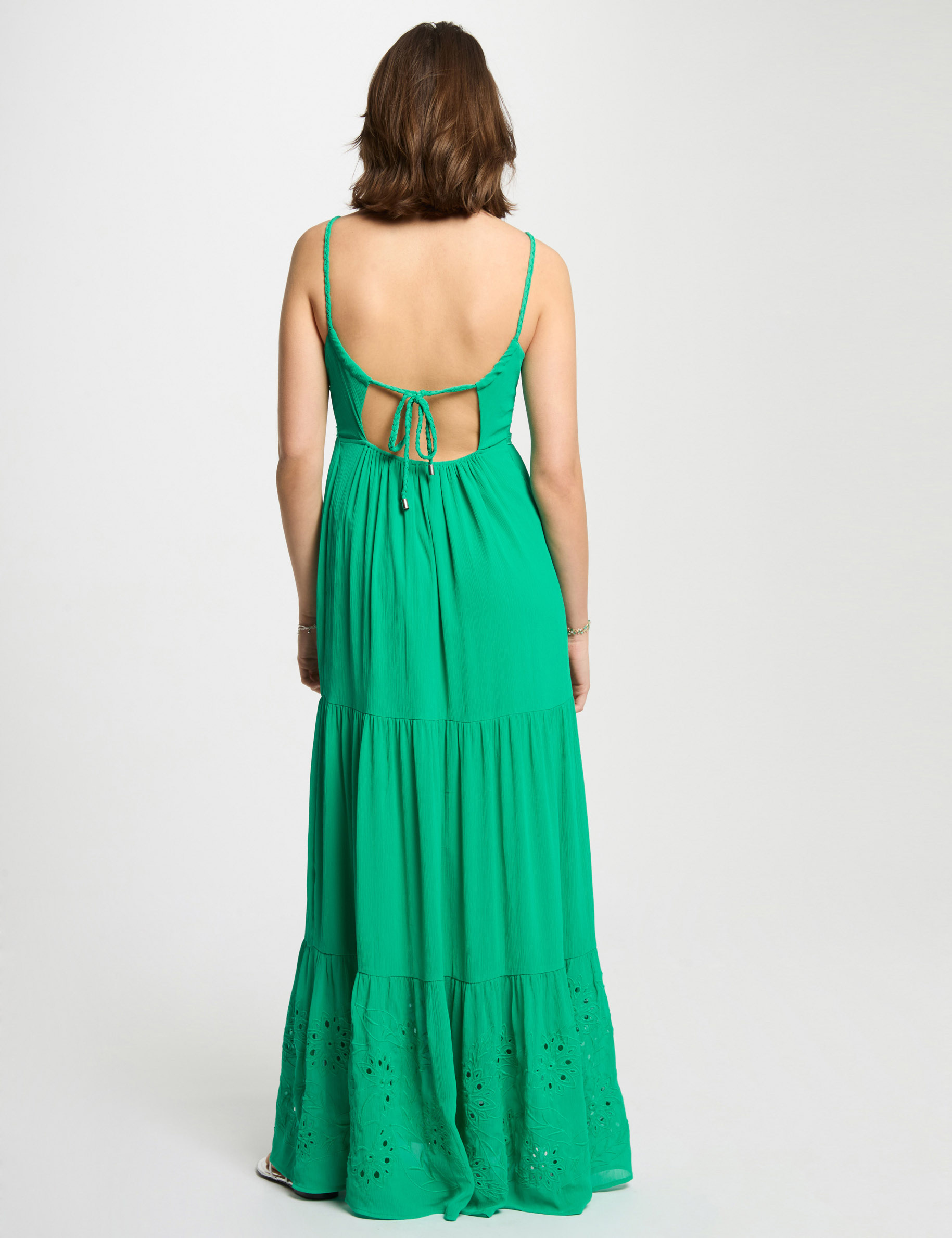 loose maxi embroidered dress emerald green women Loose maxi embroidered dress emerald green women