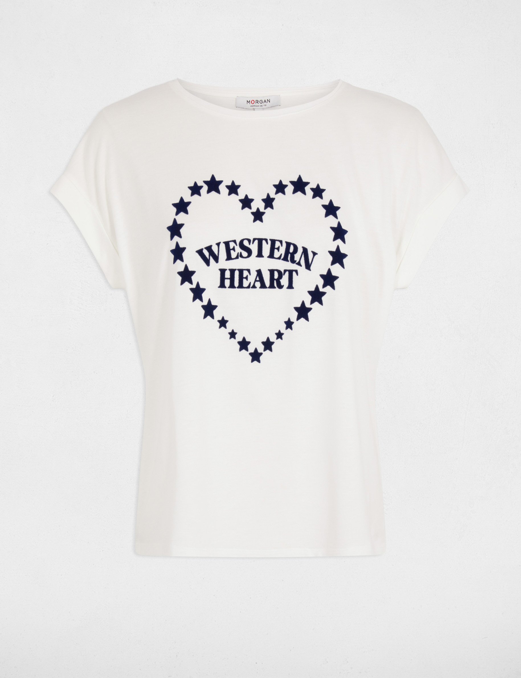 Straight t-shirt with round neck white women