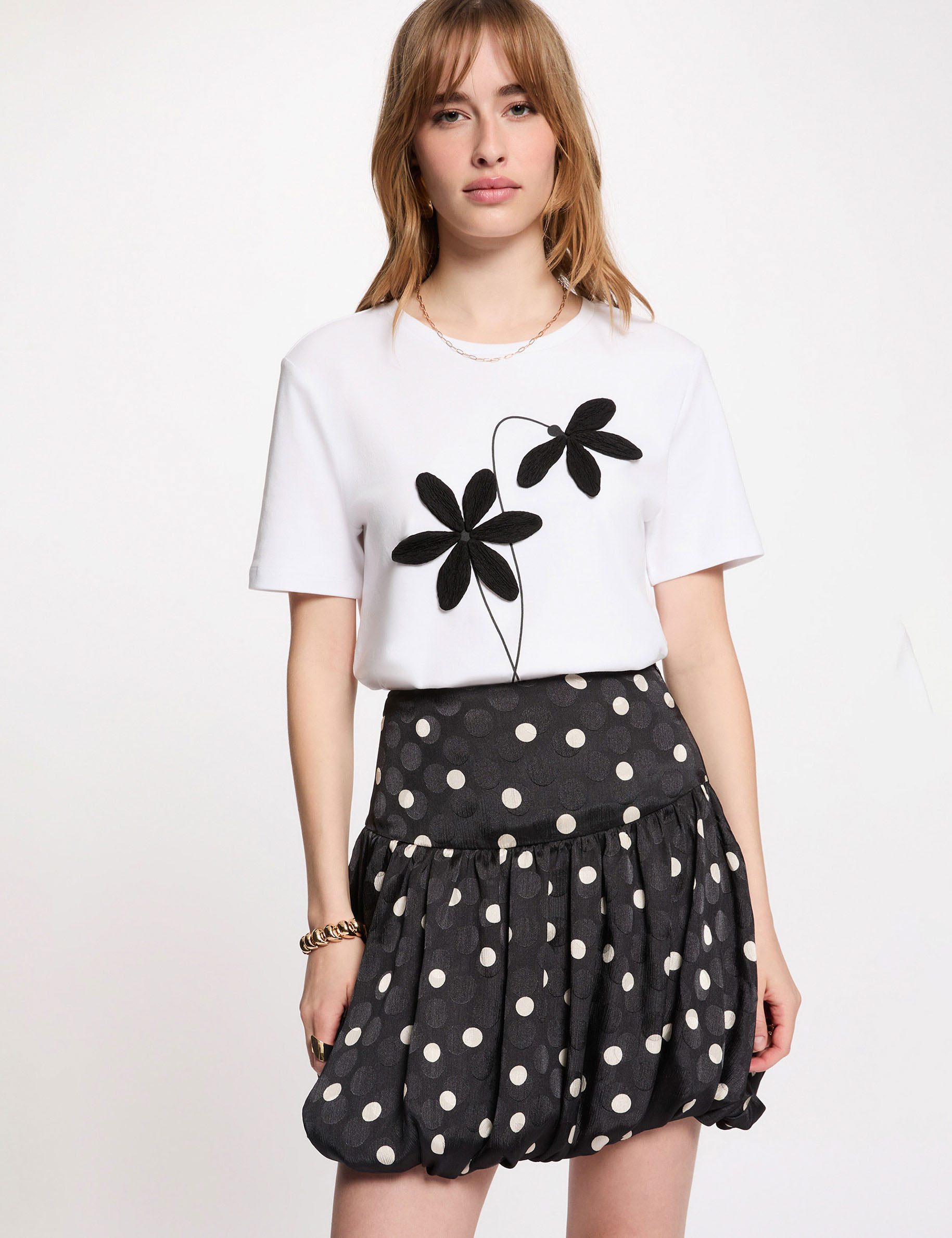 Printed bubble skirt black women