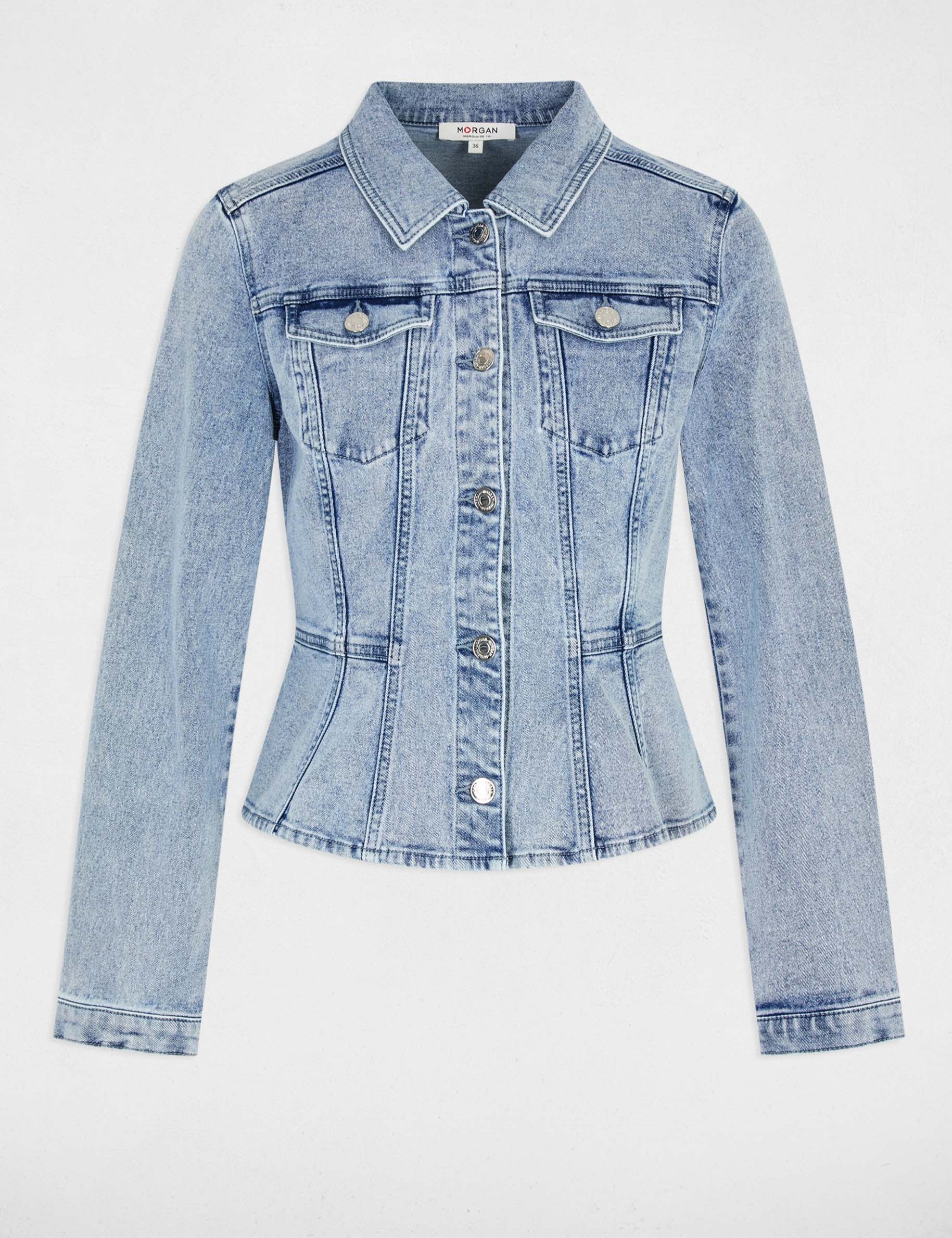 Fitted denim jacket heavy stone wash denim women