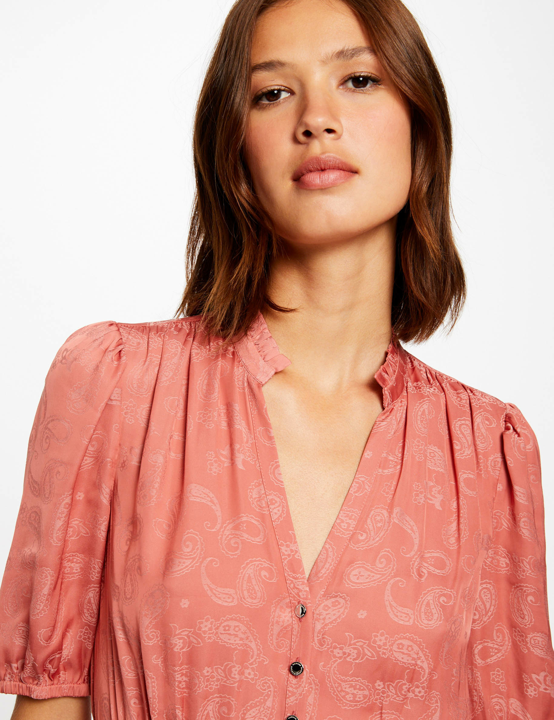 straight dress with paisley print rust women Straight dress with paisley print rust women