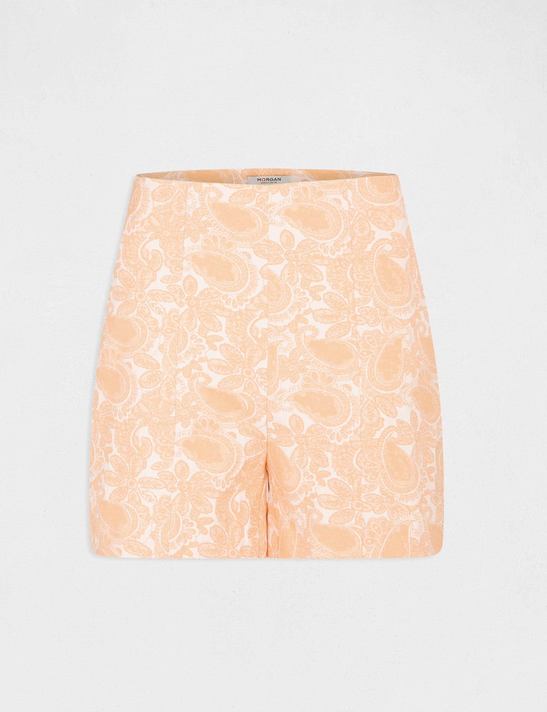 Straight shorts with paisley print orange ladies' Straight shorts with paisley print orange ladies'