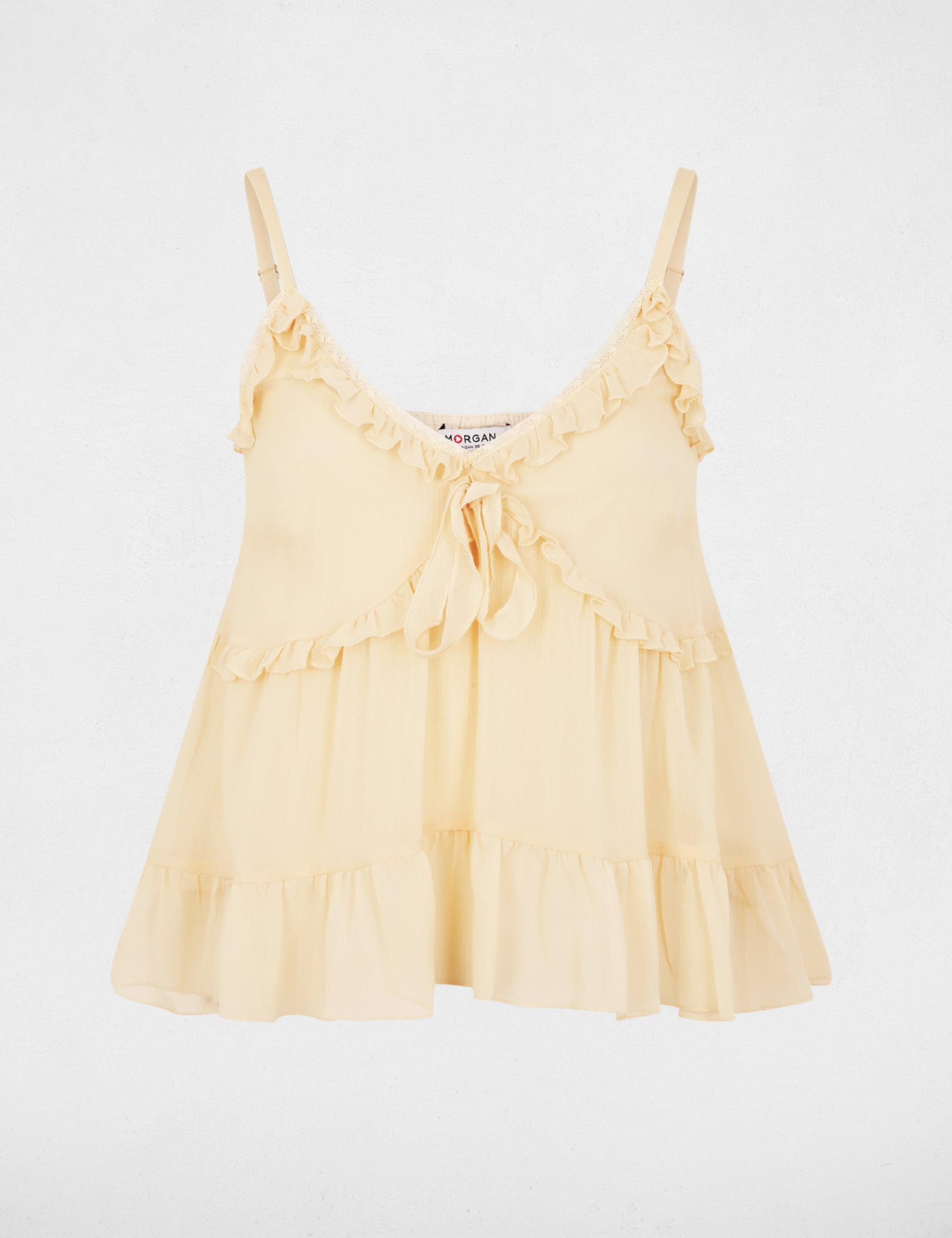 Fitted top with details cream women