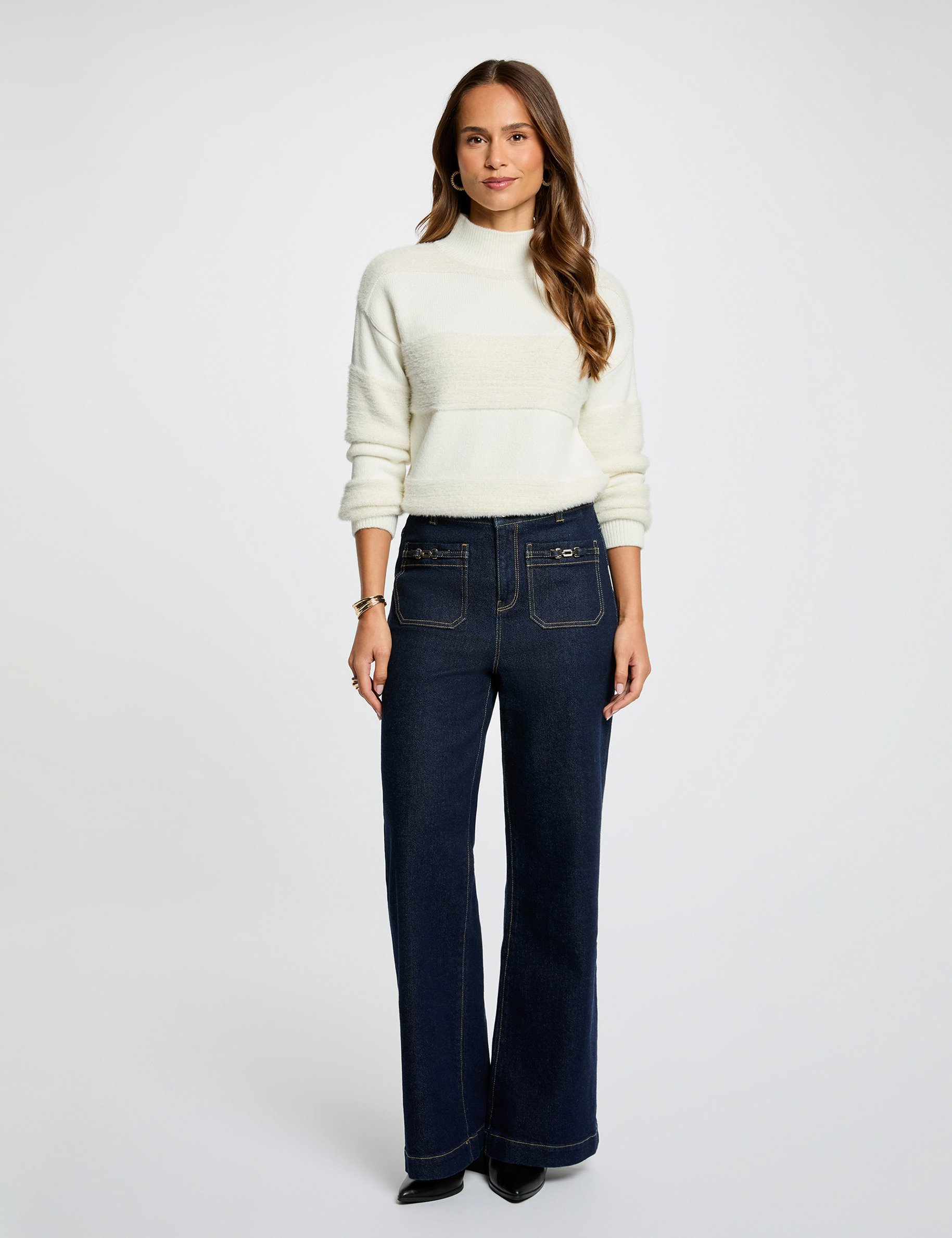 High neck sweater ivory women