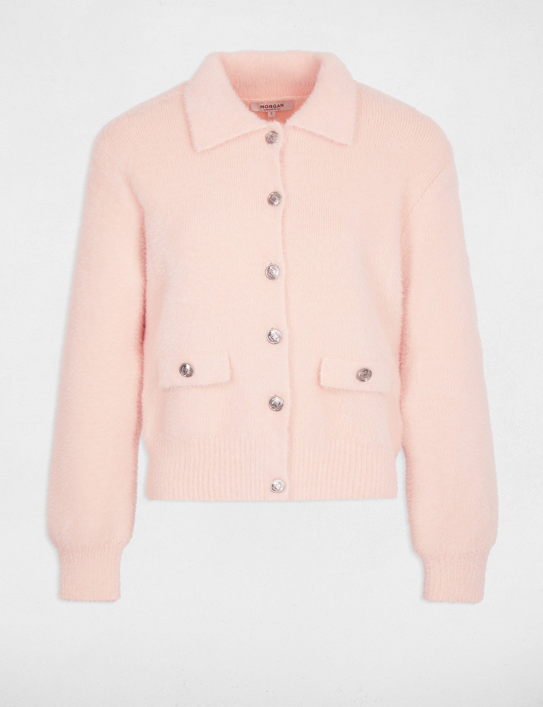 Fluid jacket with lapel collar light pink women