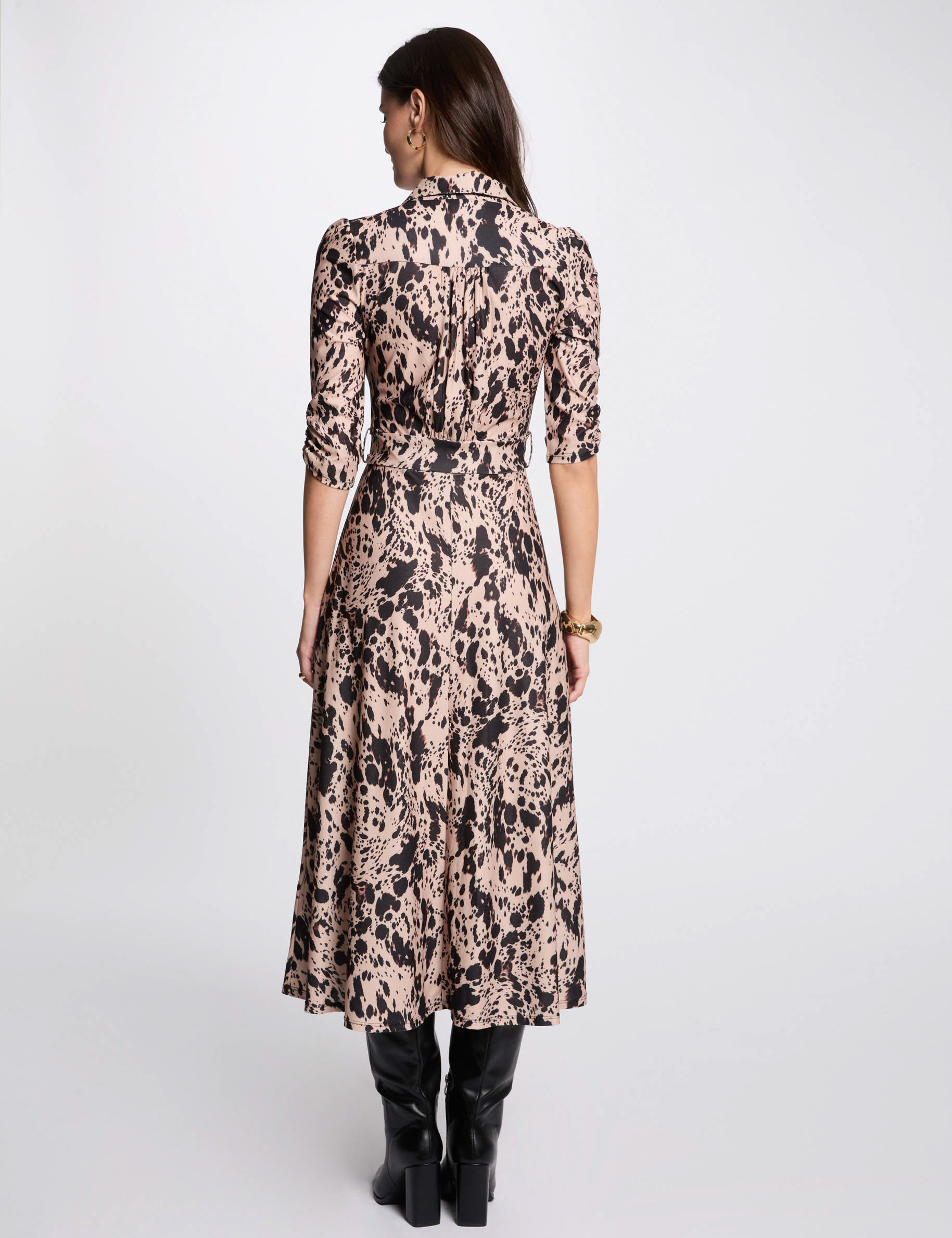 Printed straight midi dress multicolor women