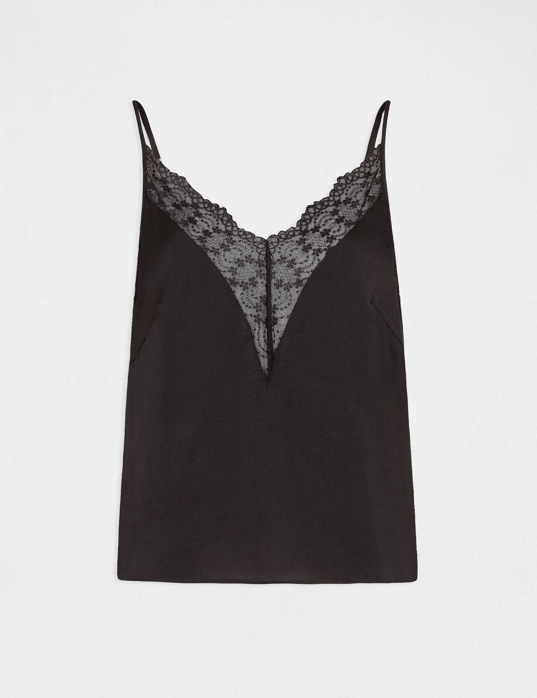 Blouse with thin straps and lace black ladies'