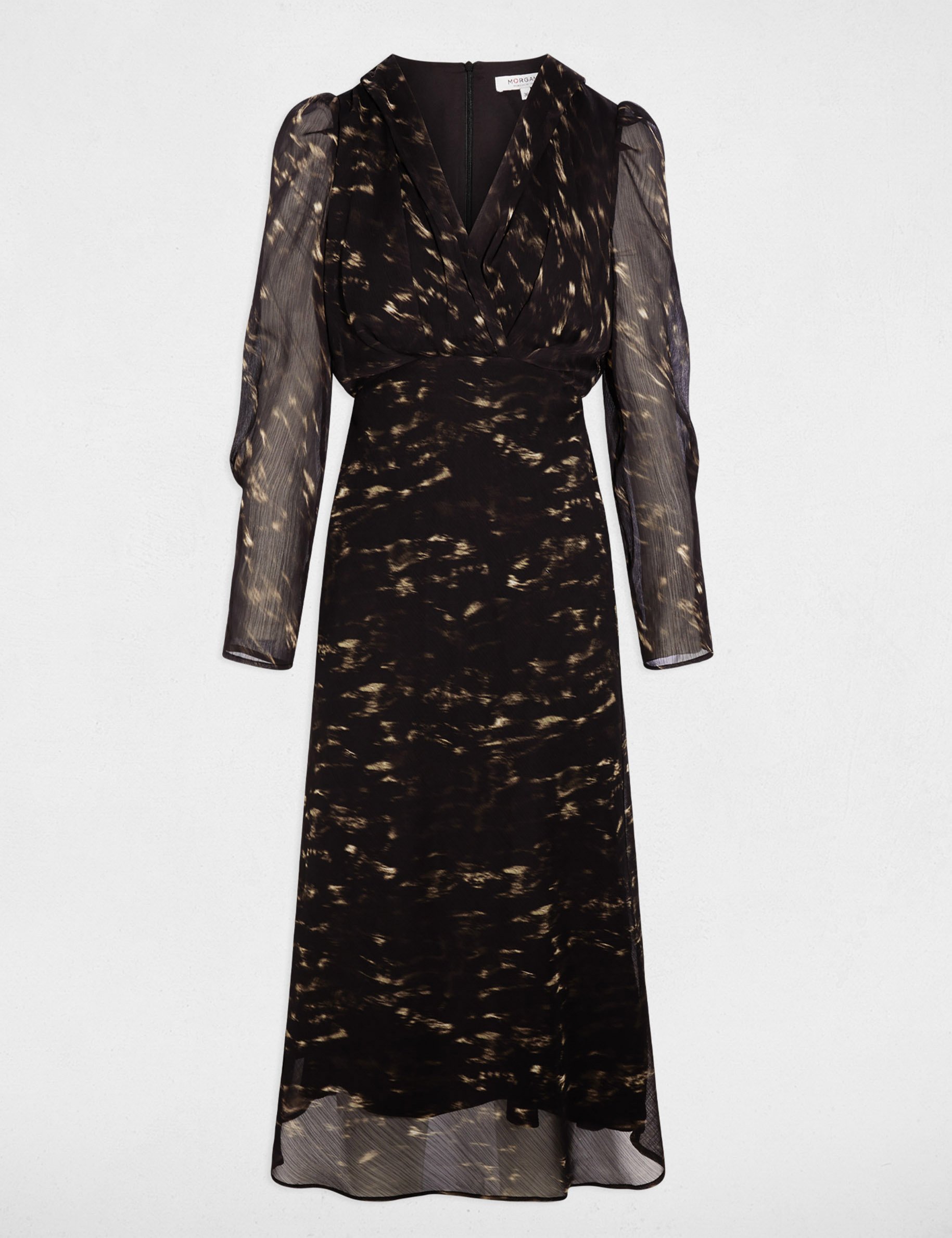 Robe longue manches bouffantes multicolore femme