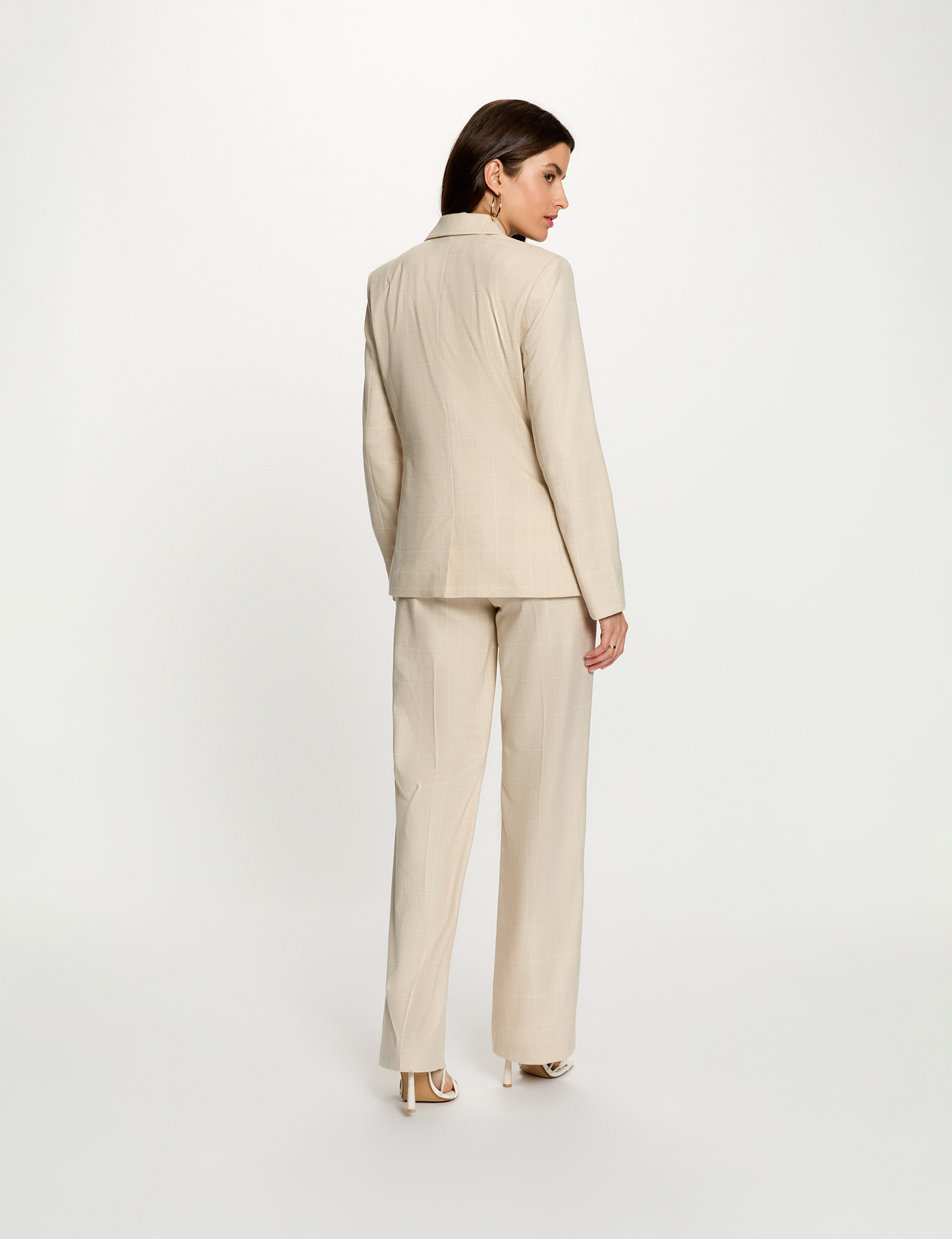 Tailored collar blazer beige women