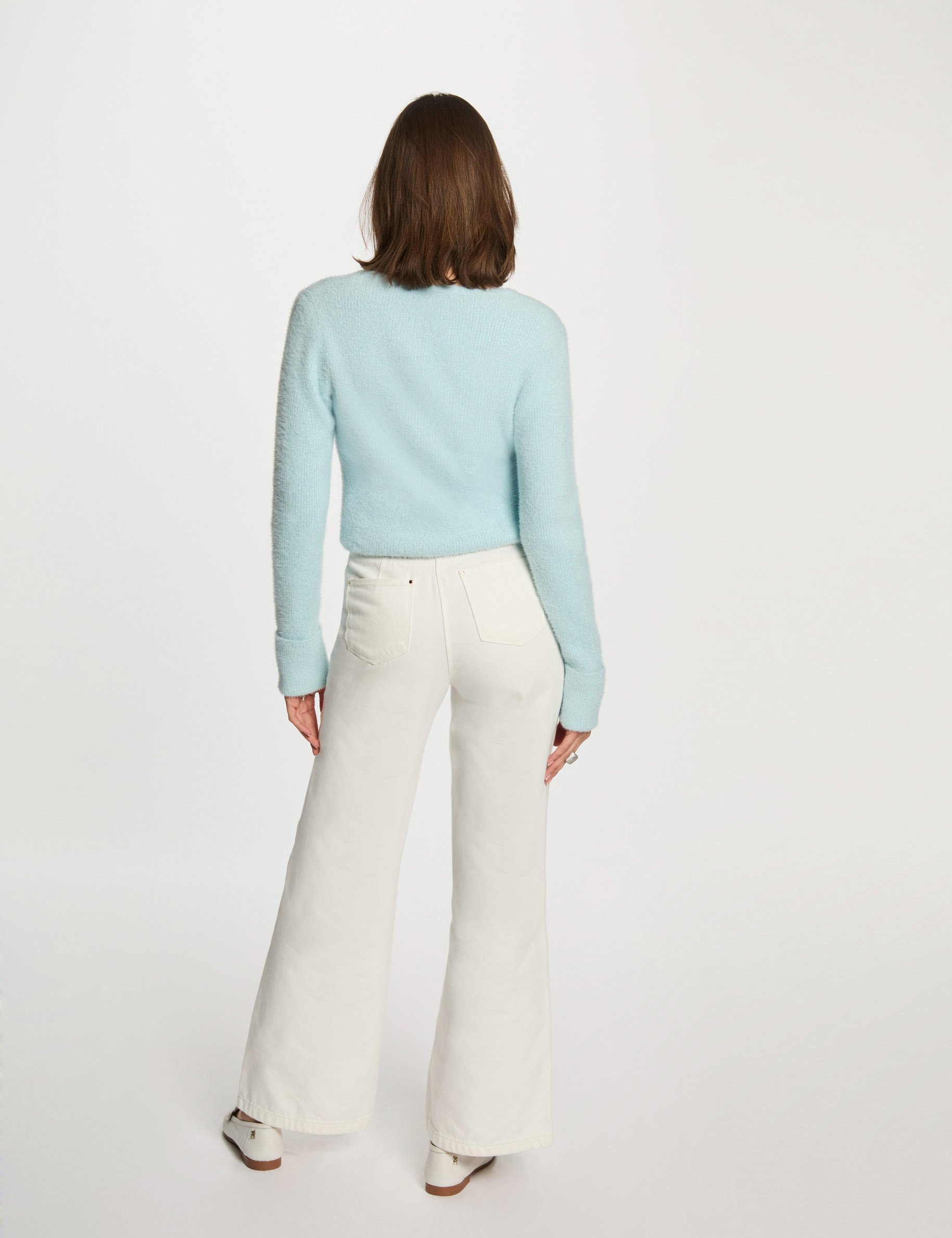 pull manches longues avec col en v bleu ciel femme Pull manches longues avec col en V bleu ciel femme