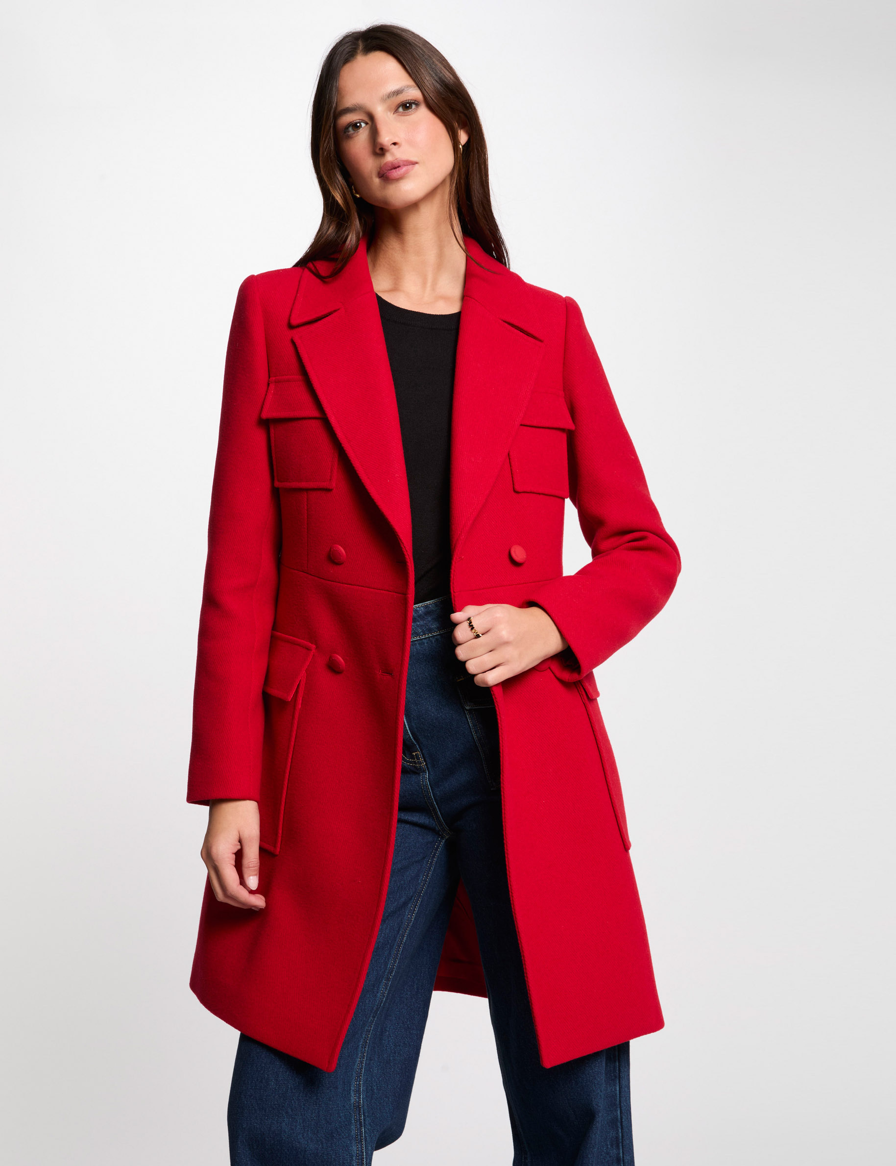 buttoned long coat red women Buttoned long coat red women
