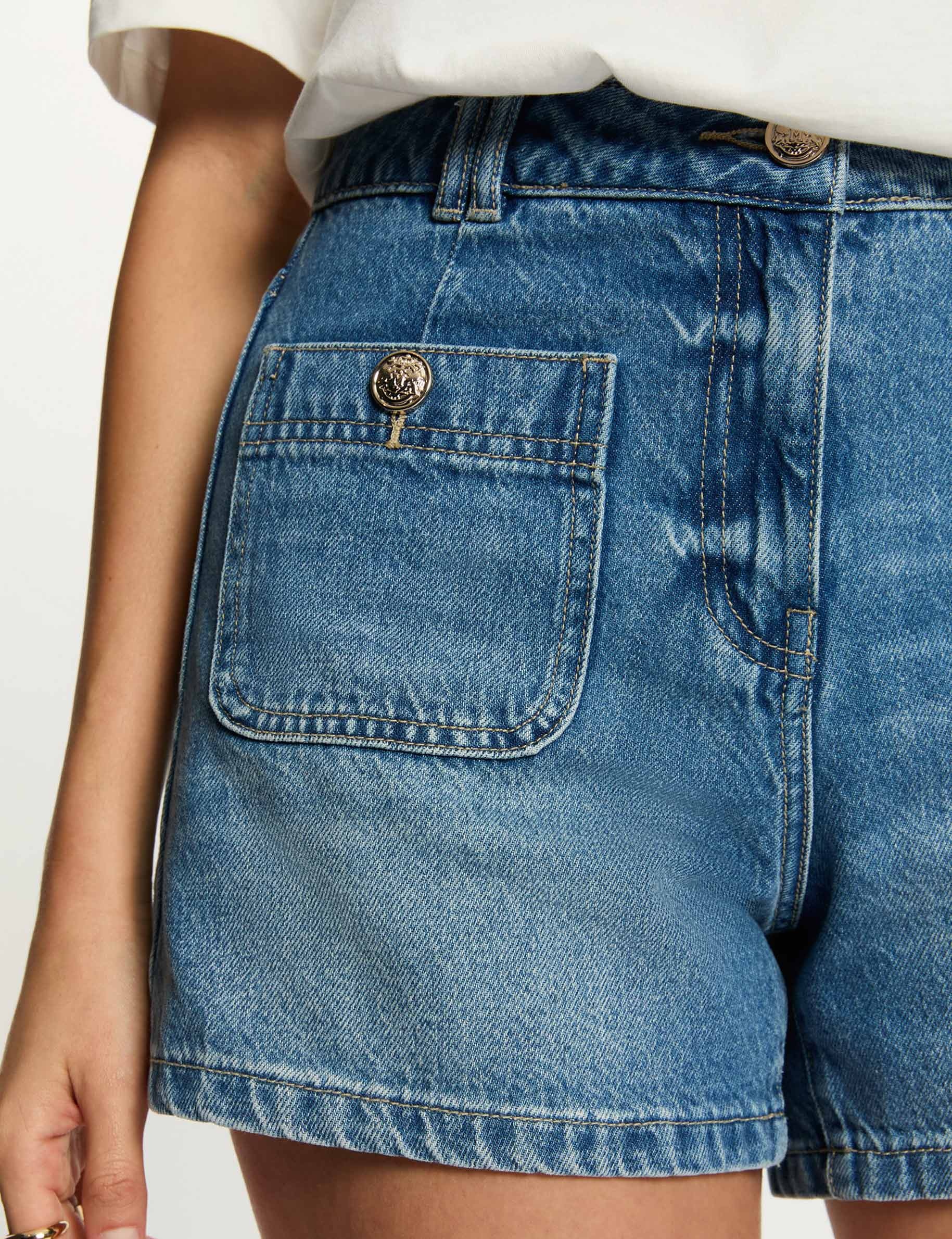 Slim denim shorts denim stone women