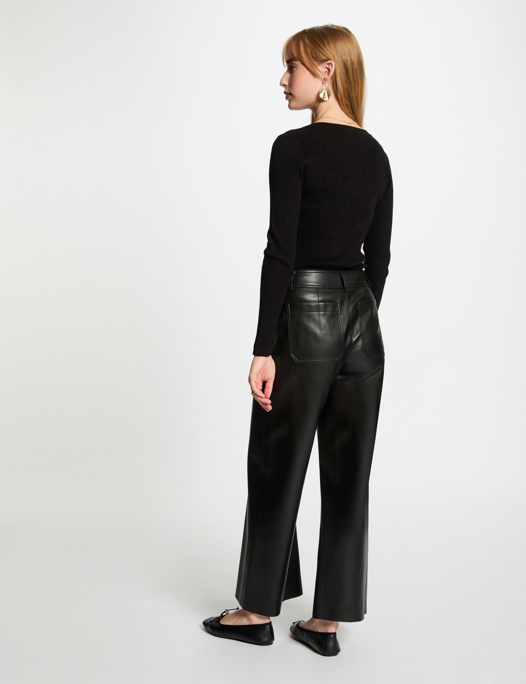 Long-sleeved jumper buttons fine knit black ladies' Long-sleeved jumper buttons fine knit black ladies'