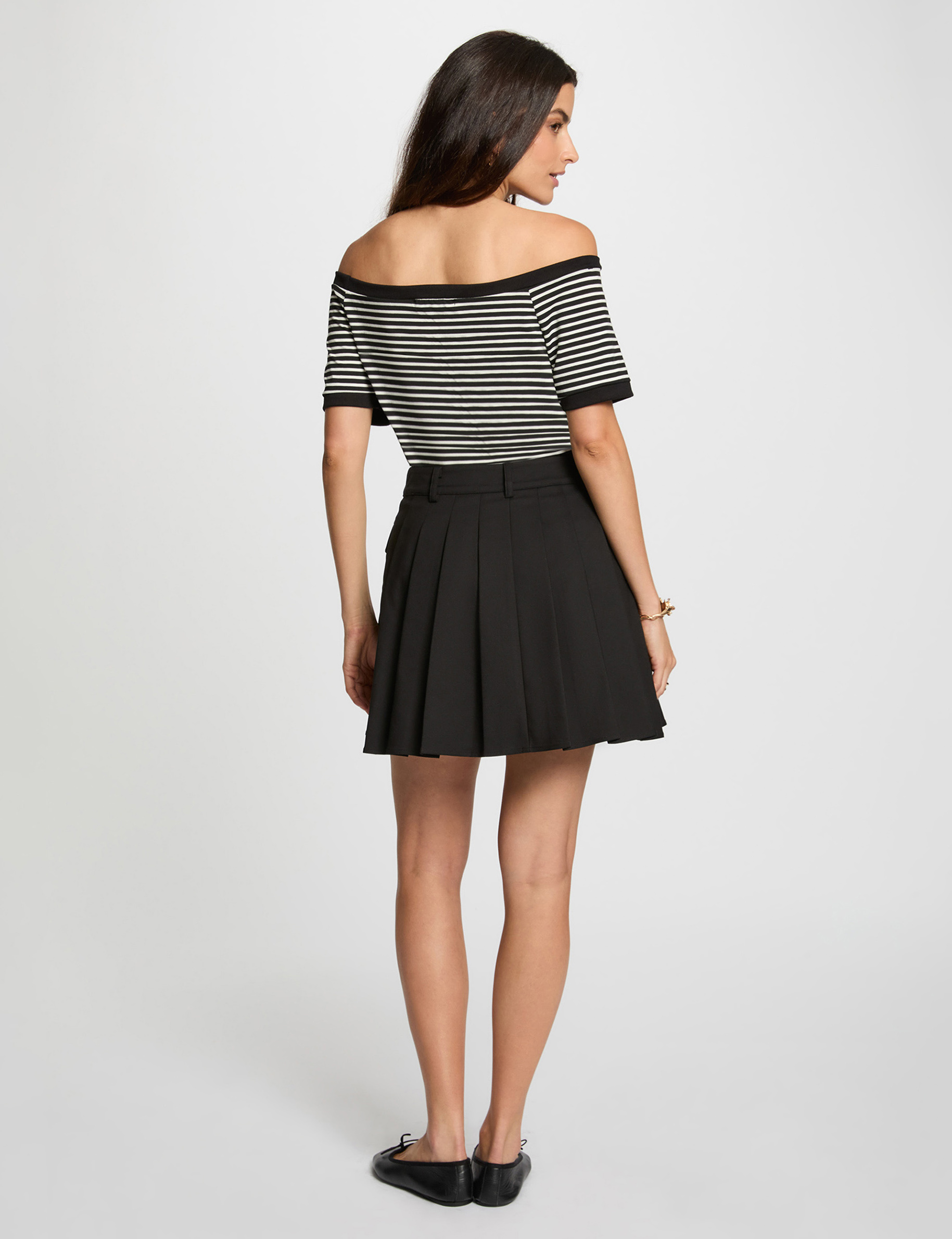 Pleated mini skirt black women