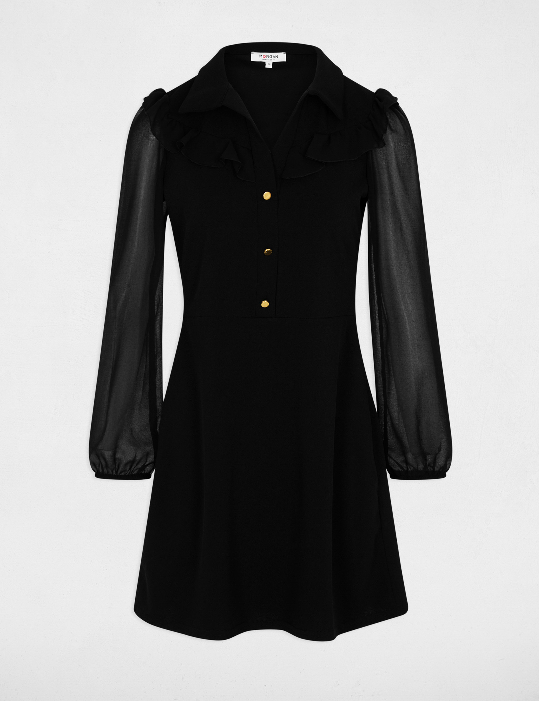 Short dress with lapel collar black women
