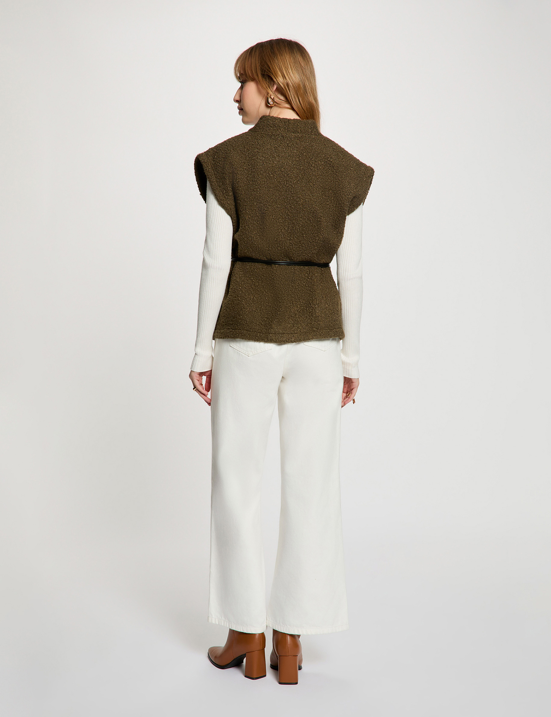 Sleeveless jacket khaki green women