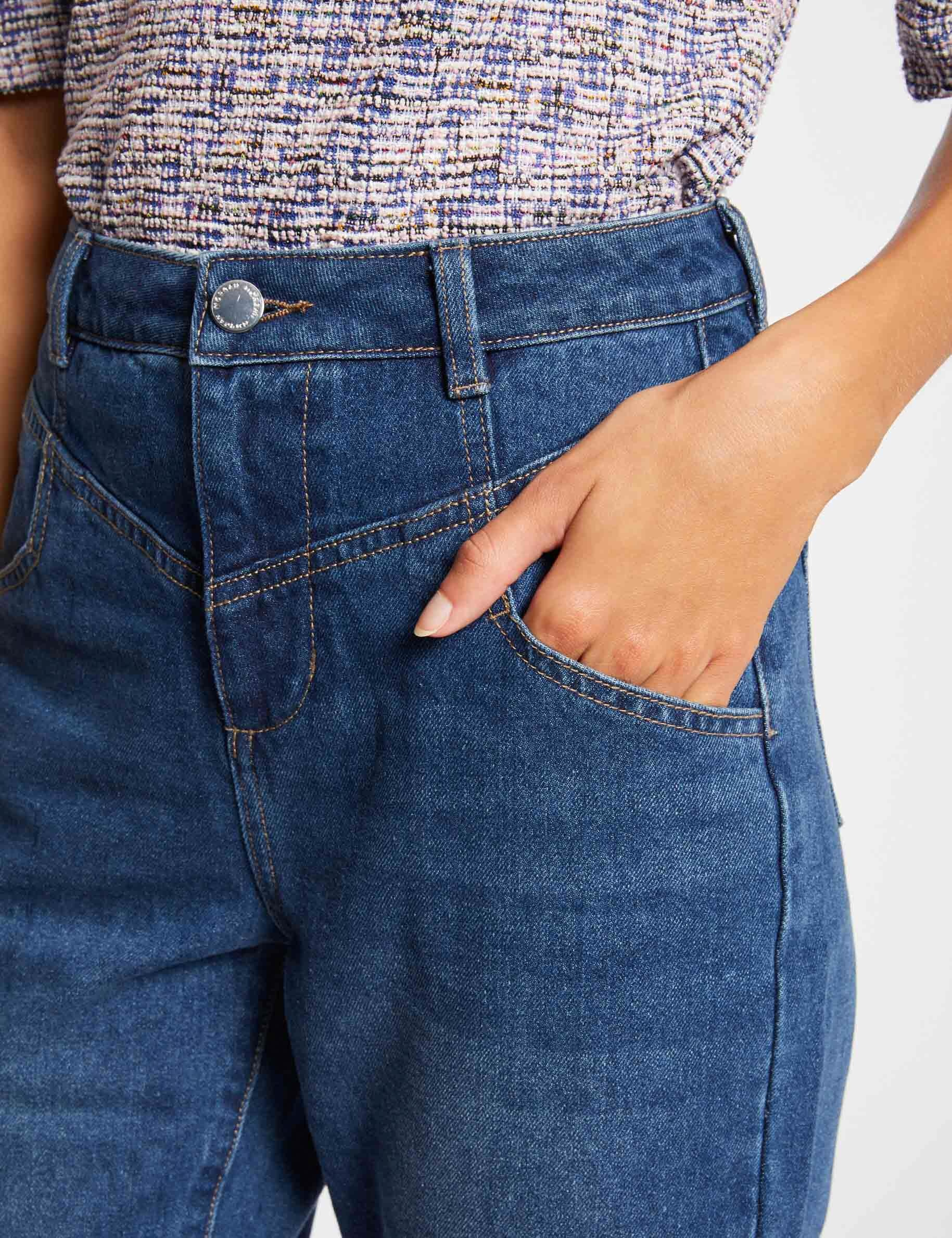 High-waisted cropped straight jeans stone denim ladies' High-waisted cropped straight jeans stone denim ladies'